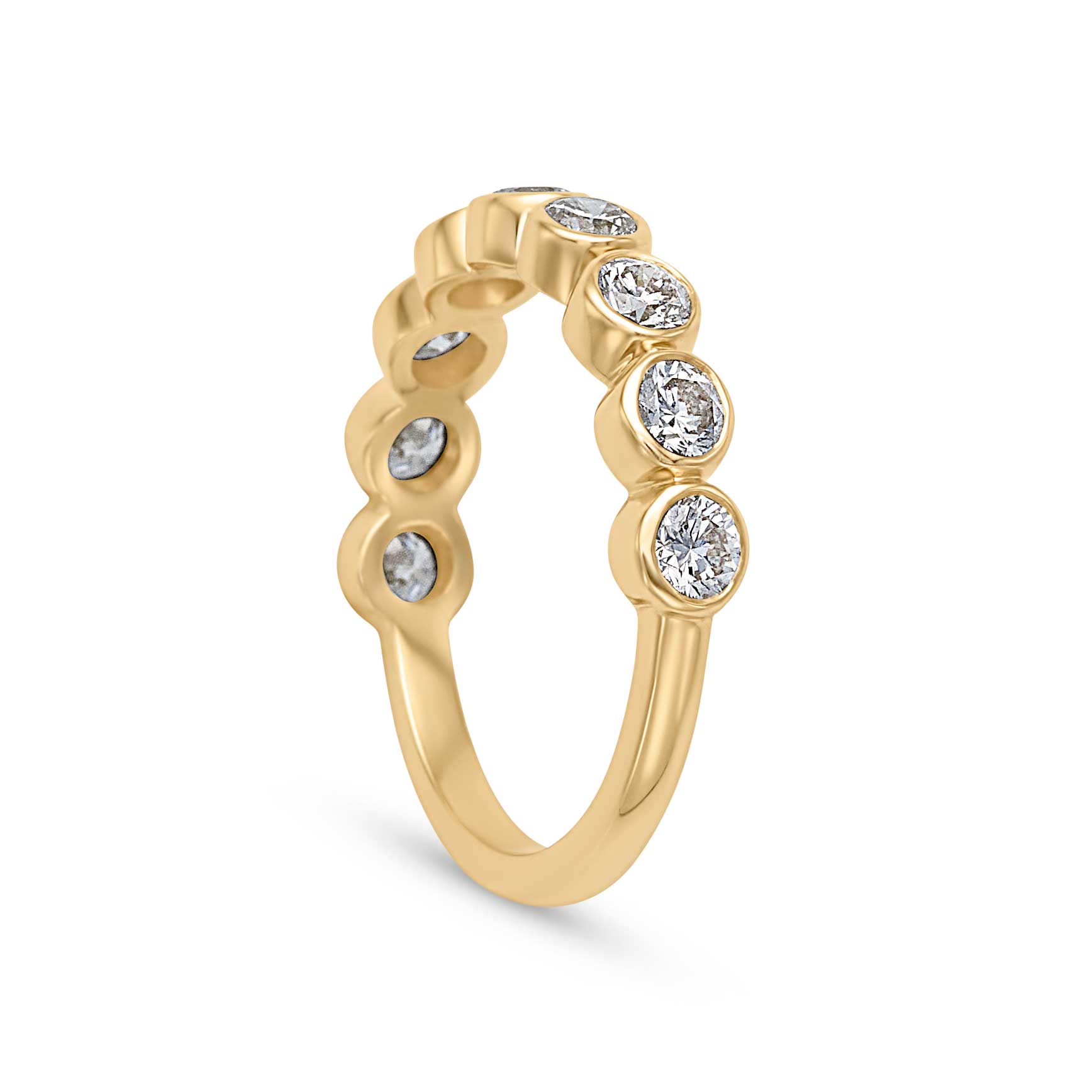 14KY Bezel Diamond Halfway Band