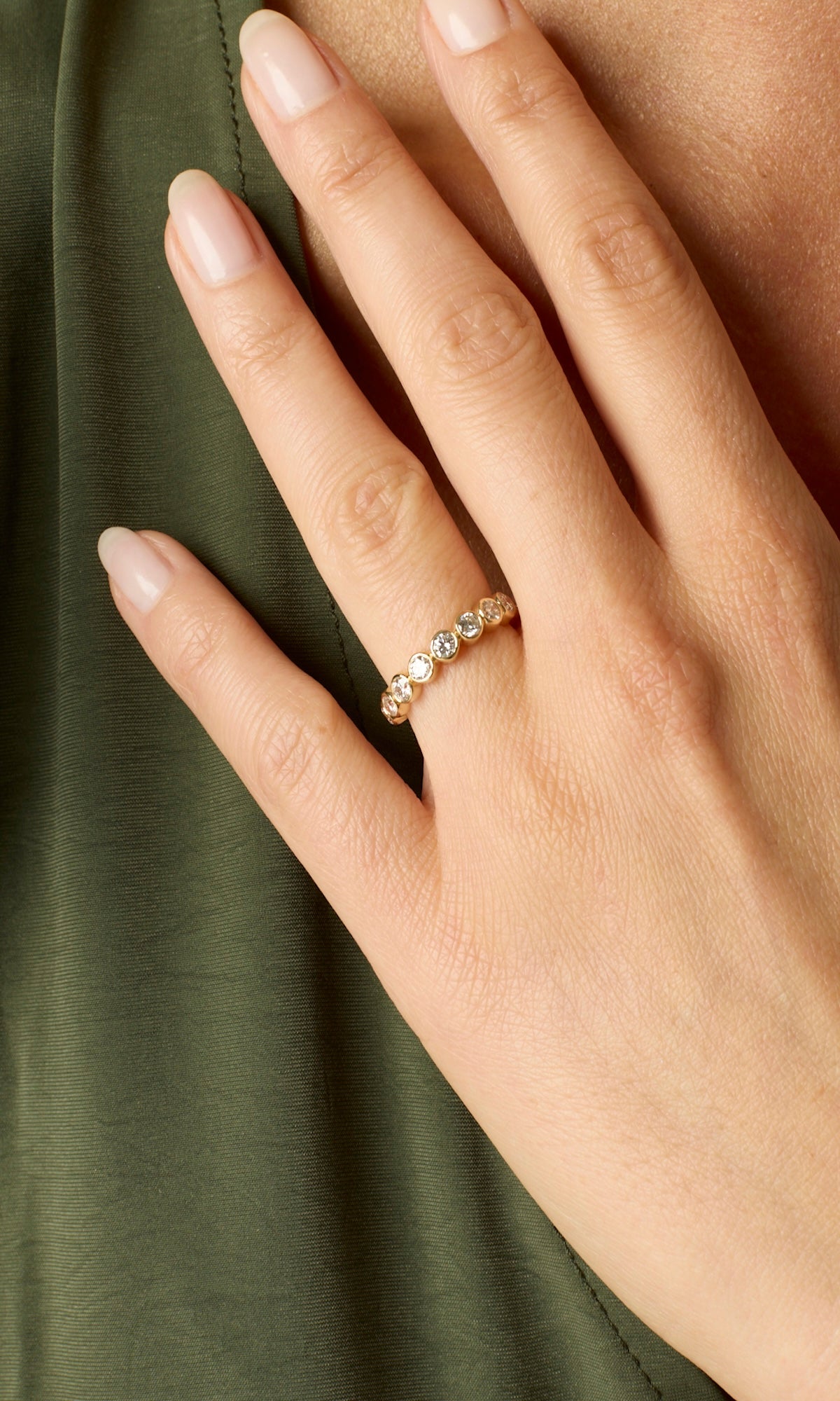14KY Bezel Diamond Halfway Band