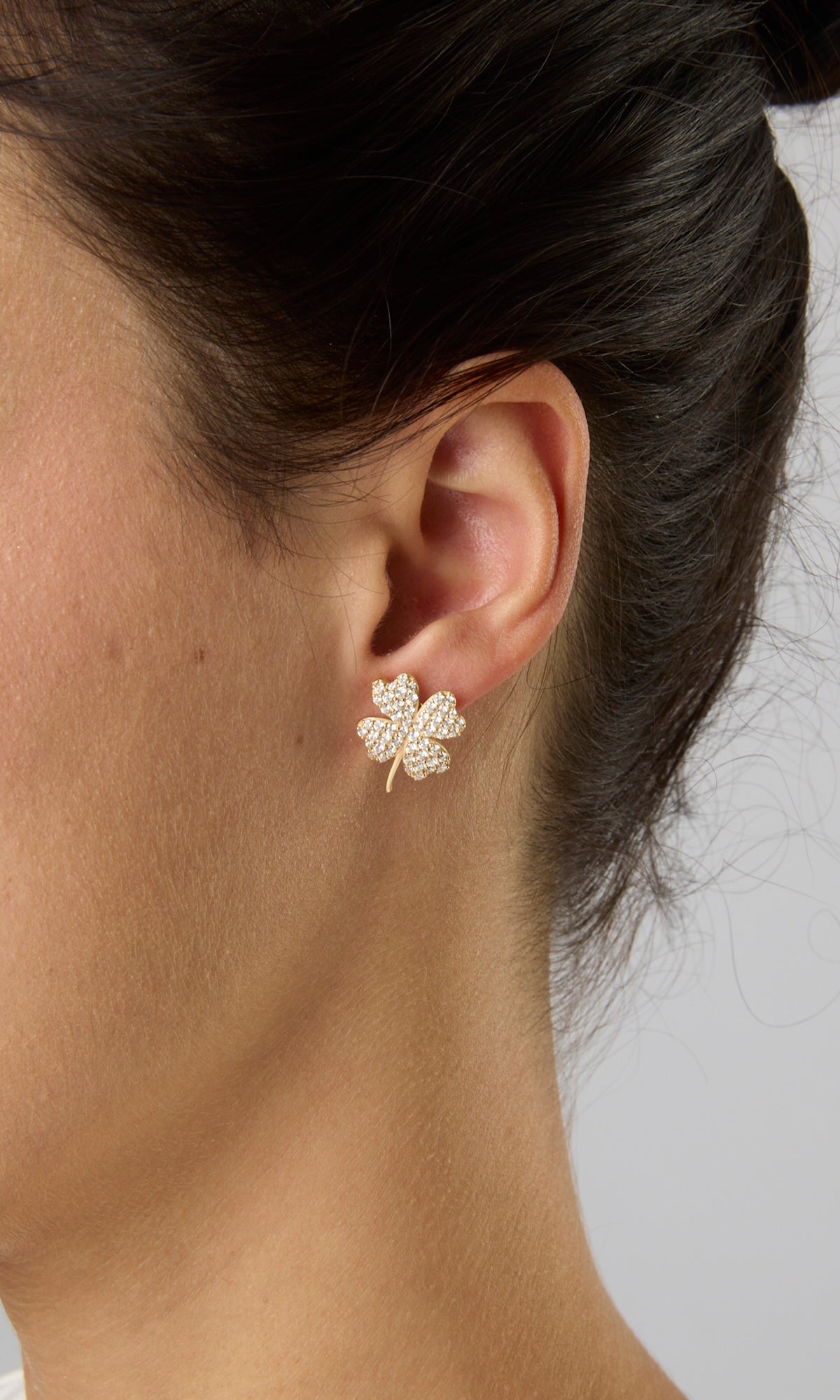 14KY Pave Clover Earrings