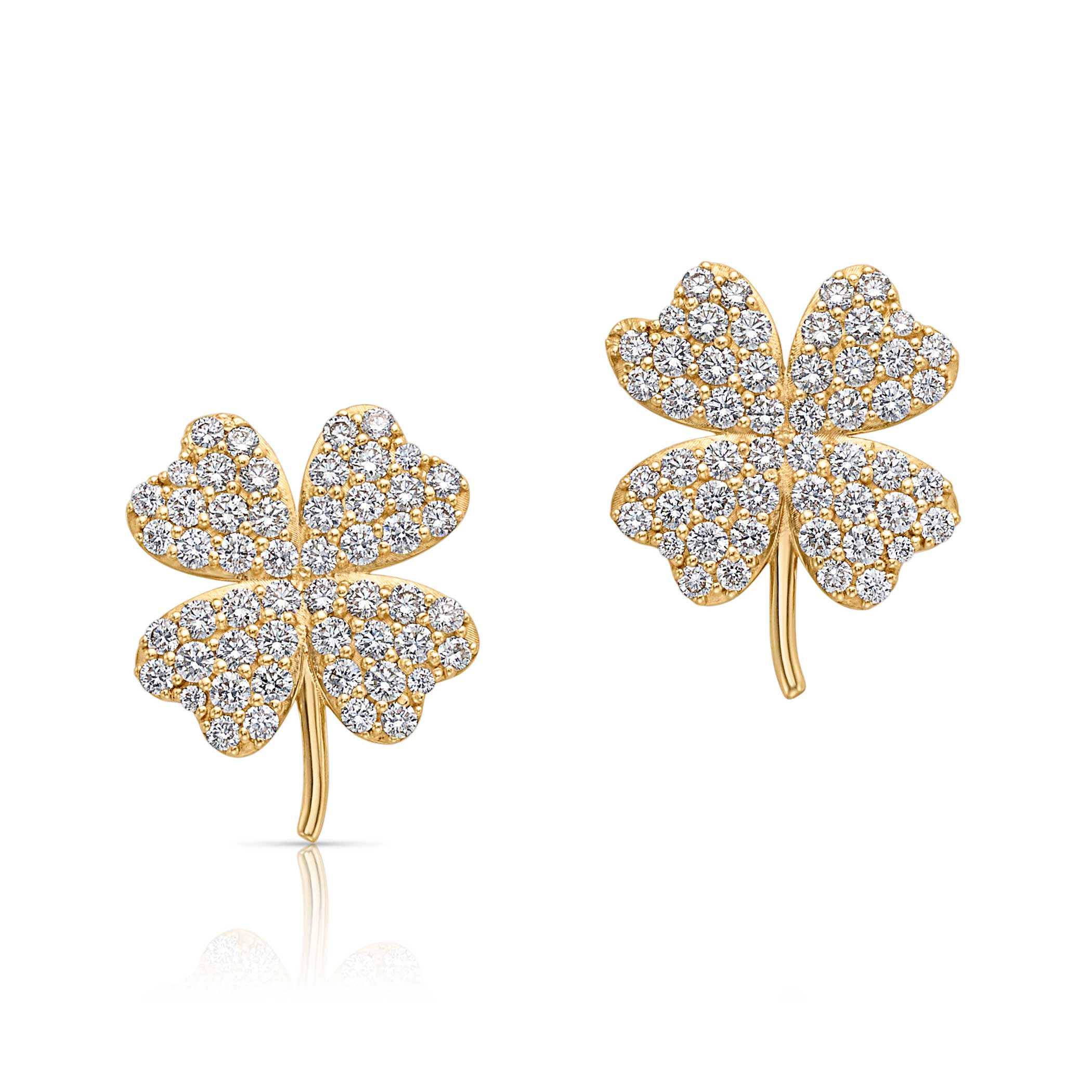 14KY Pave Clover Earrings