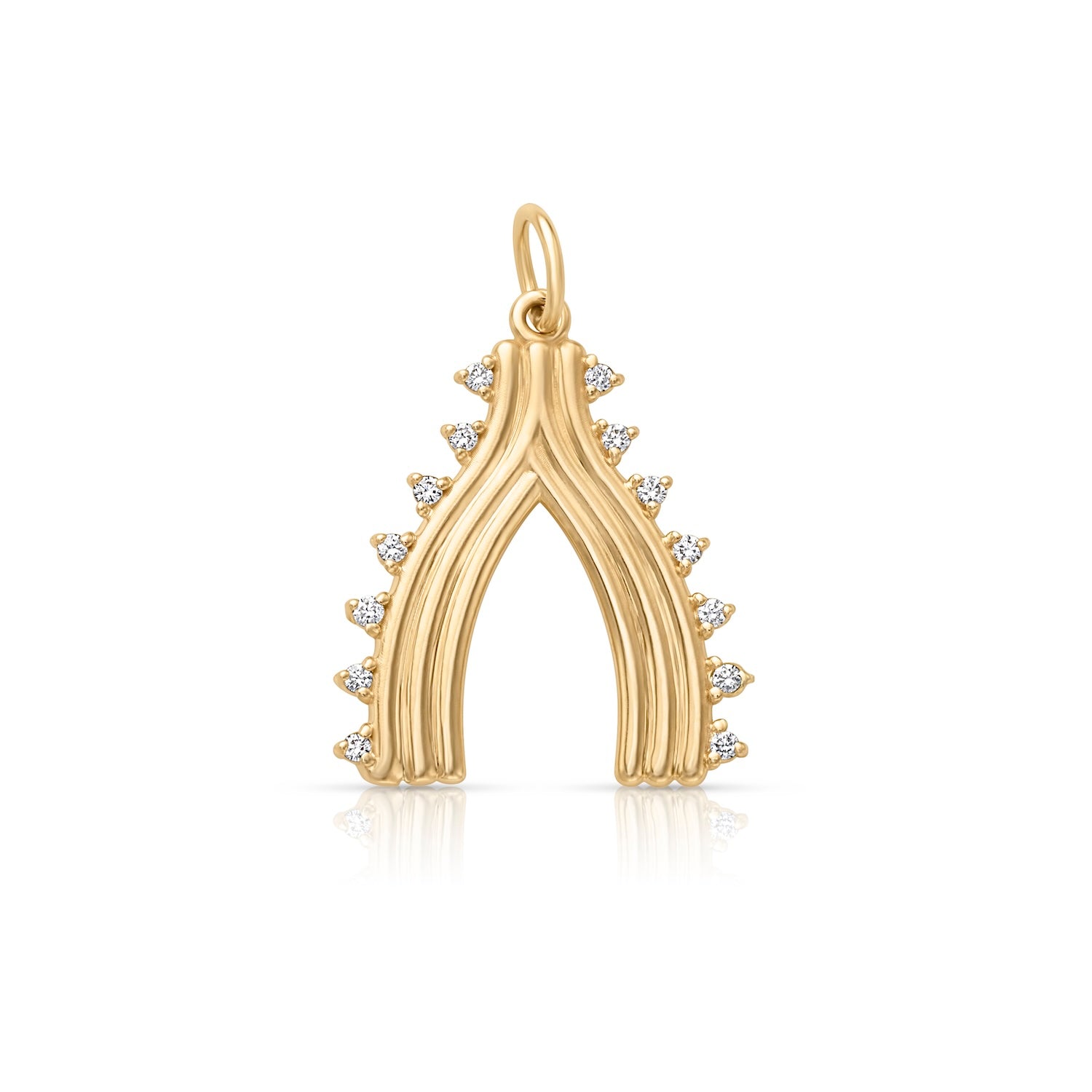 14KY Diamond Fluted Wishbone Charm
