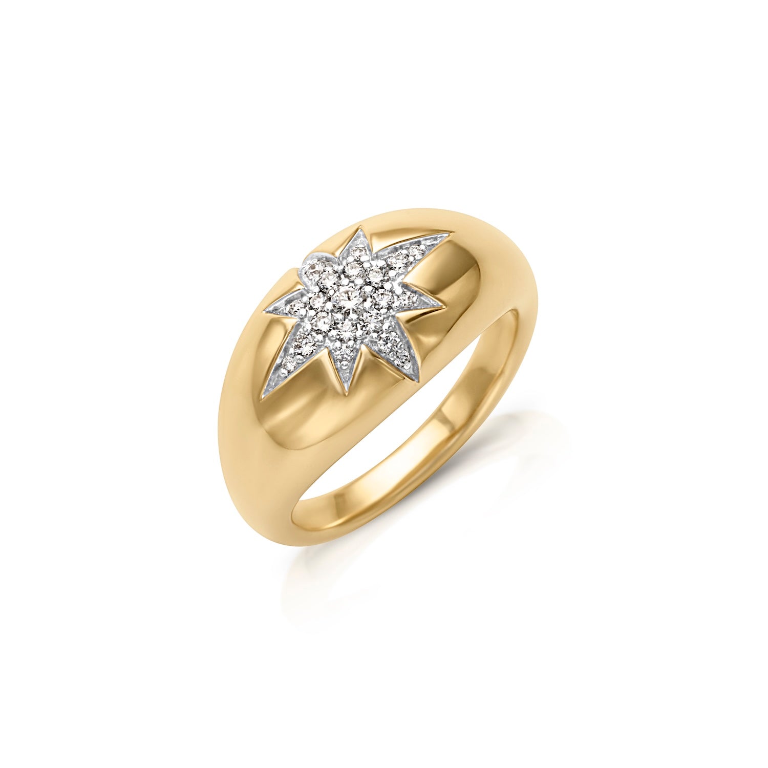 14KY Domed Diamond Star Ring