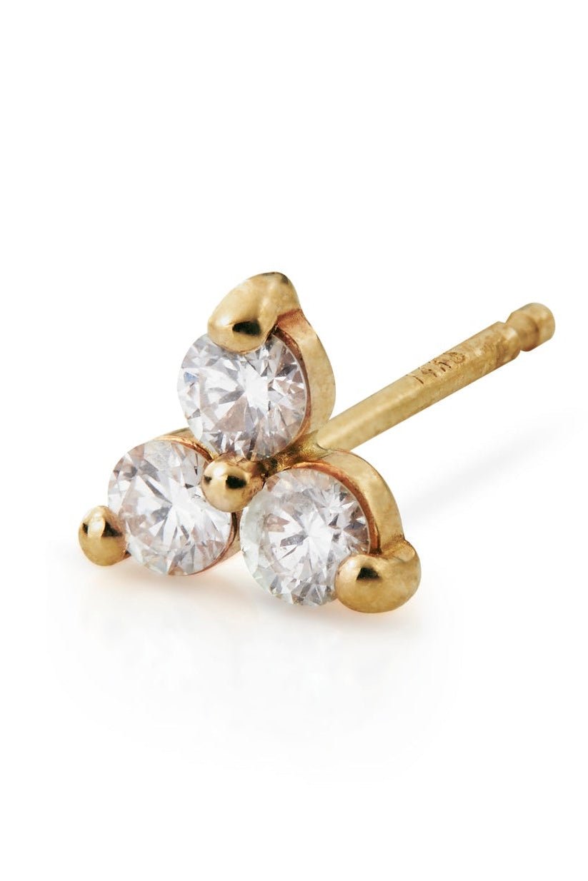 14K Diamond Trio Stud-Earrings-Sorte-14K Yellow Gold-Susan Saffron Jewelry