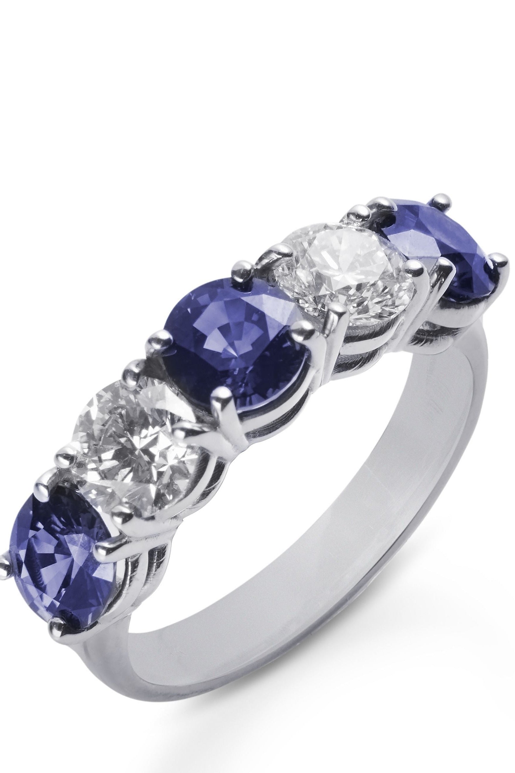 14KW Diamond and Sapphire Band-Rings-Saffron Jewelry-Susan Saffron Jewelry