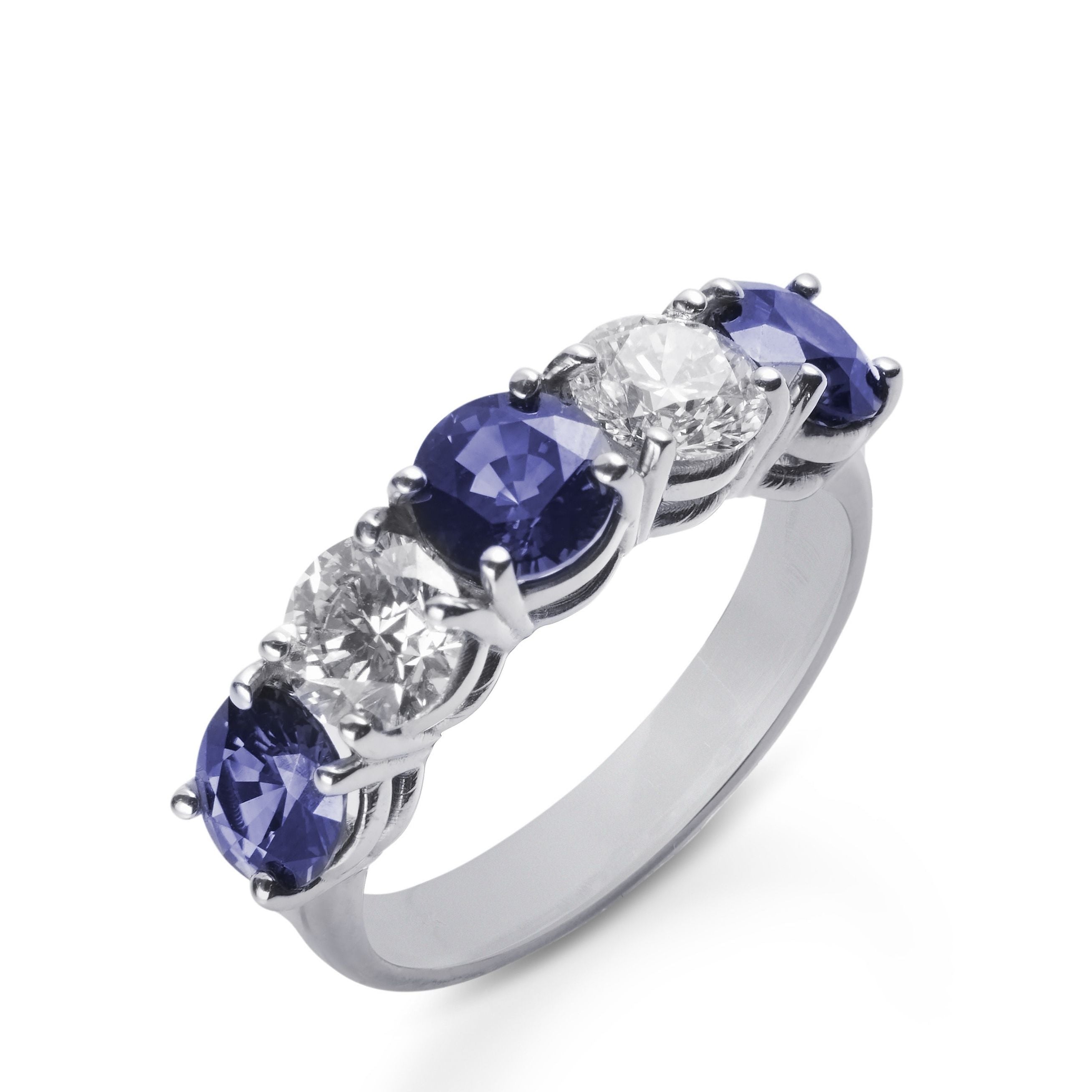 14KW Diamond and Sapphire Band