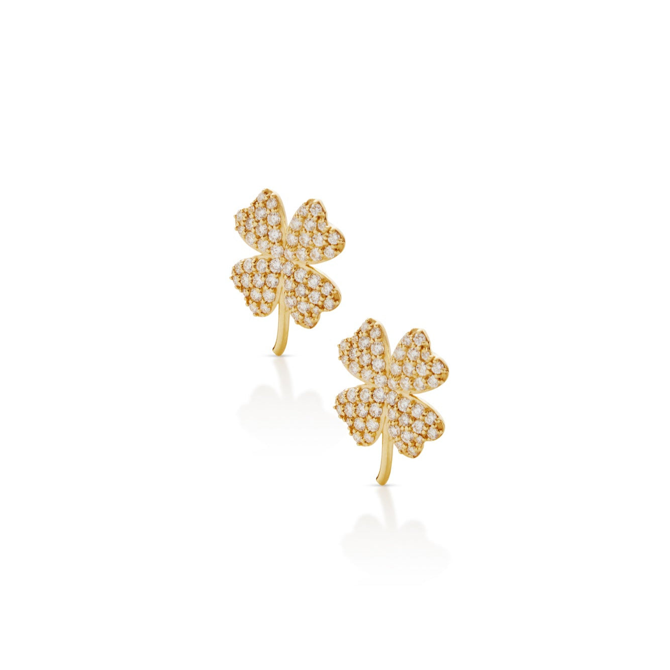 18KY Large Clover Stud Earrings