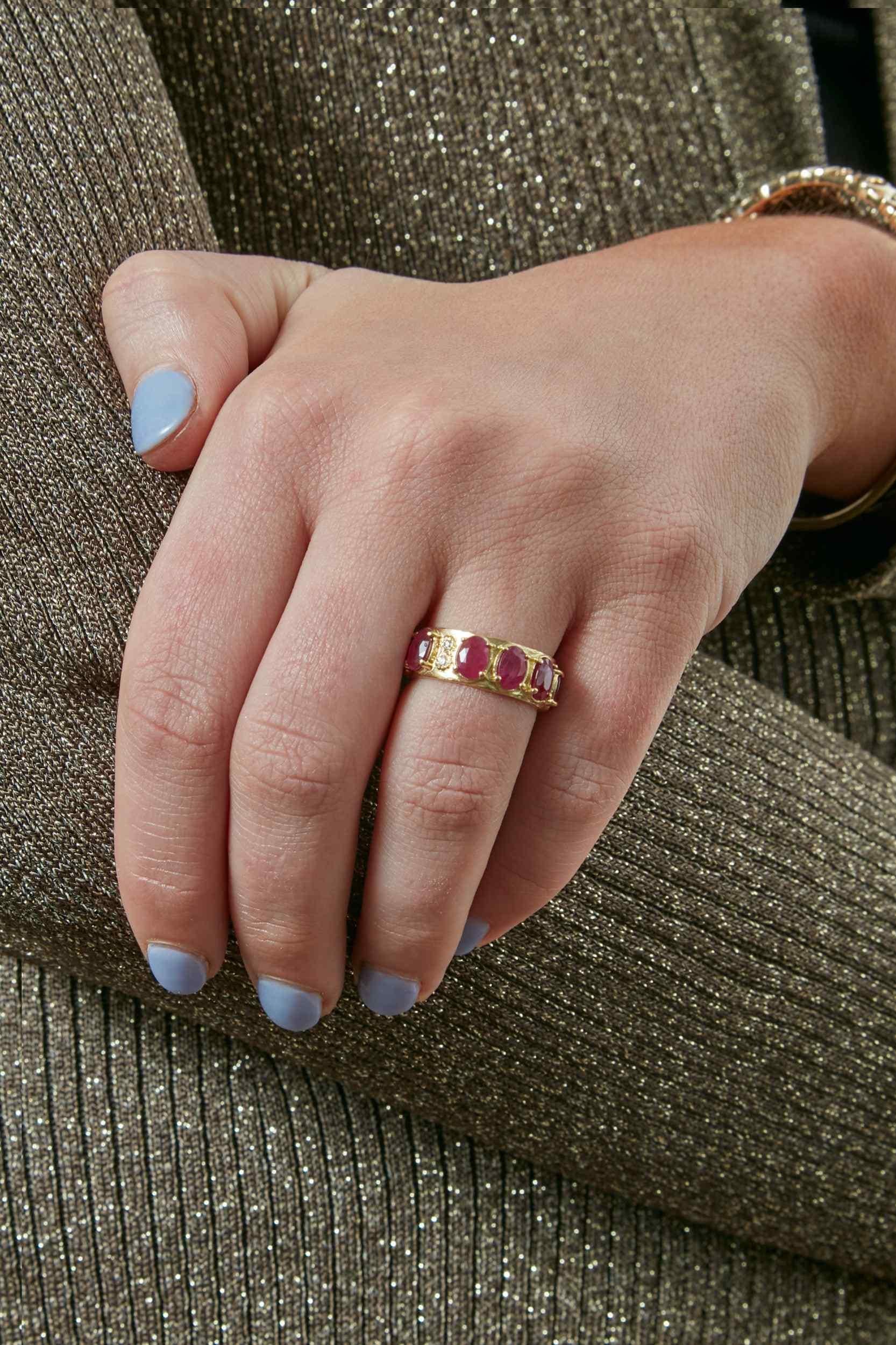 18KY Ruby Stations Stack Ring