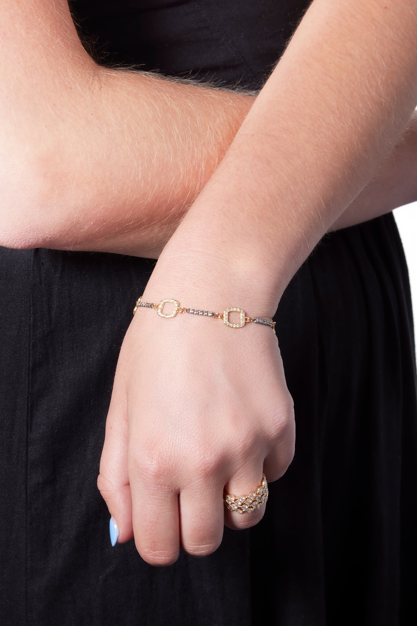 Gold Paperclip With Diamond Bracelet