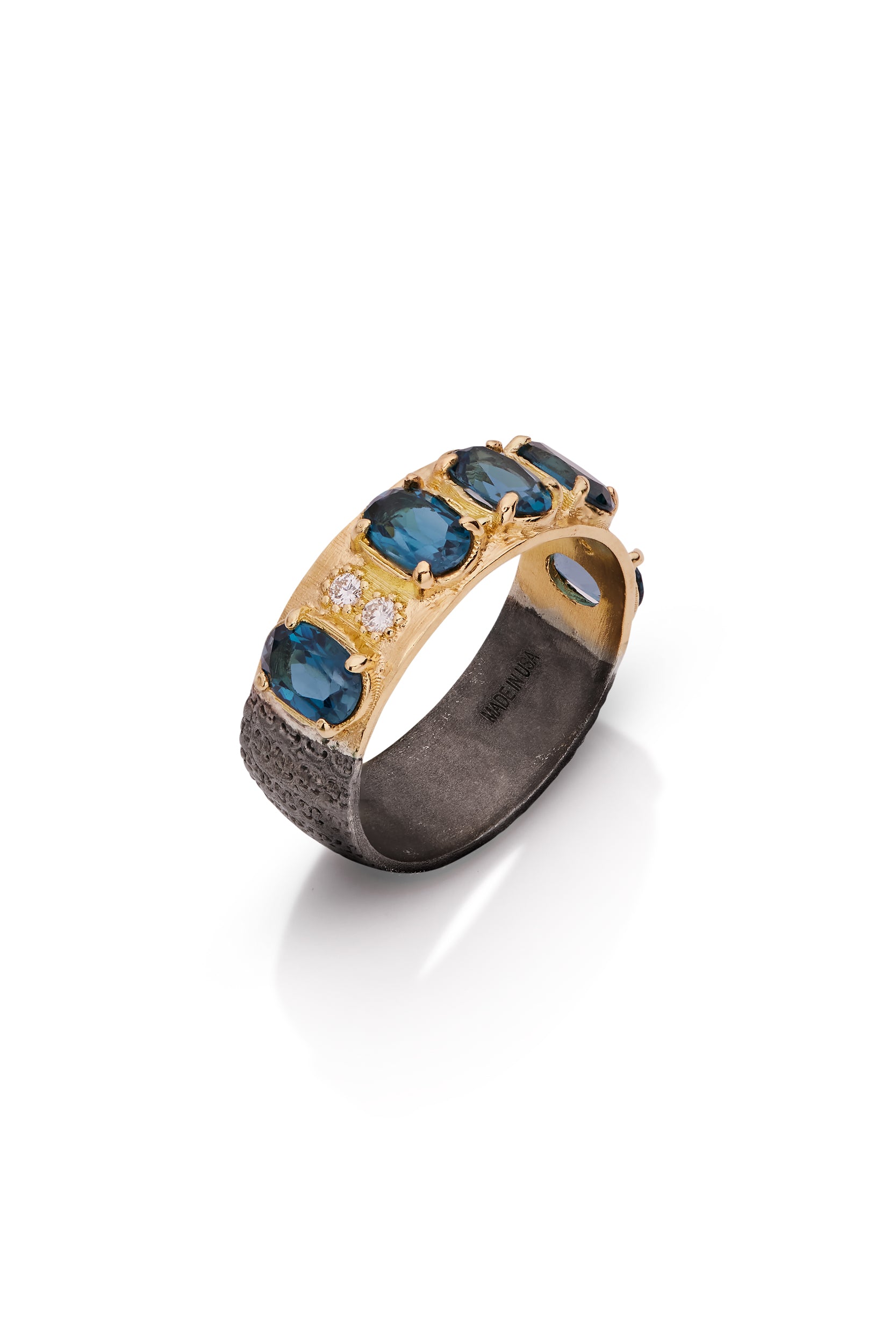 14K Yellow Gold Ring with Oval London Blue Top