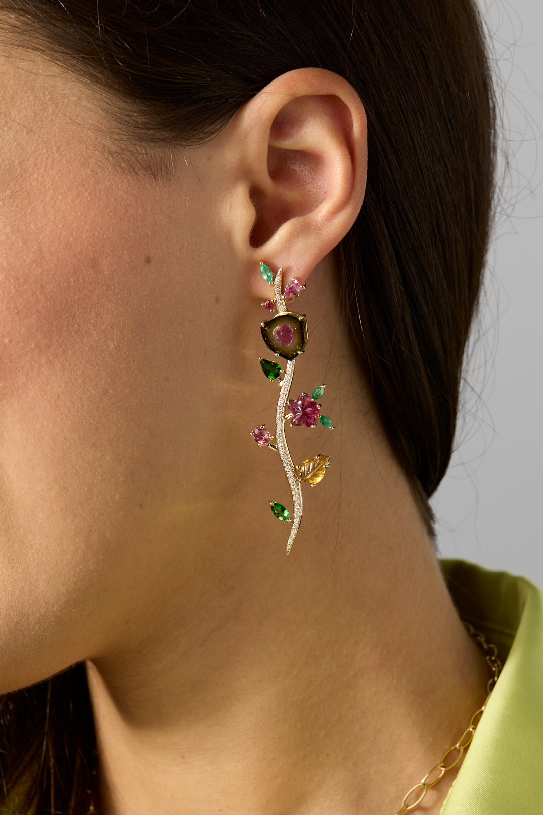 14KY One of a Kind Large Vine Earrings