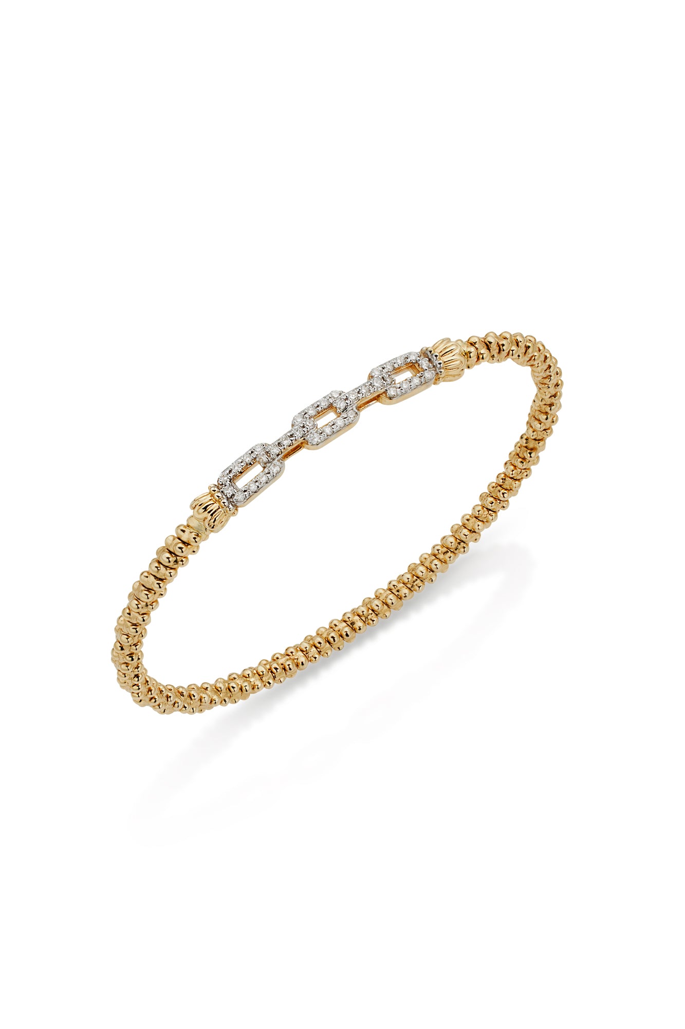 14KY 2MM Closed Diamond Link Bracelet