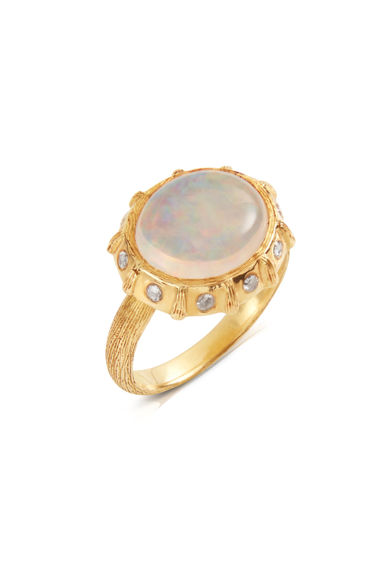 18KY Opal Branch Texture Ring
