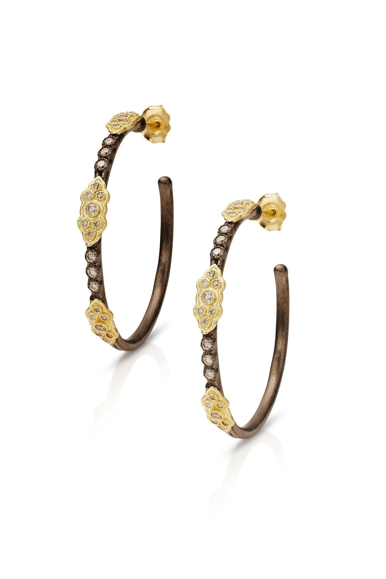 Old World Blackened Sterling Silver Side Hoops