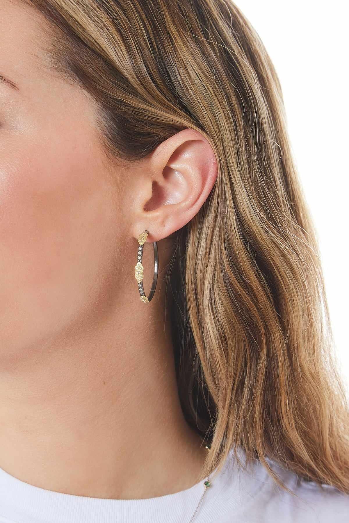 Old World Blackened Sterling Silver Side Hoops