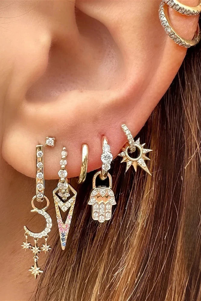 14KY Tiny Double Sided Hamsa Charm