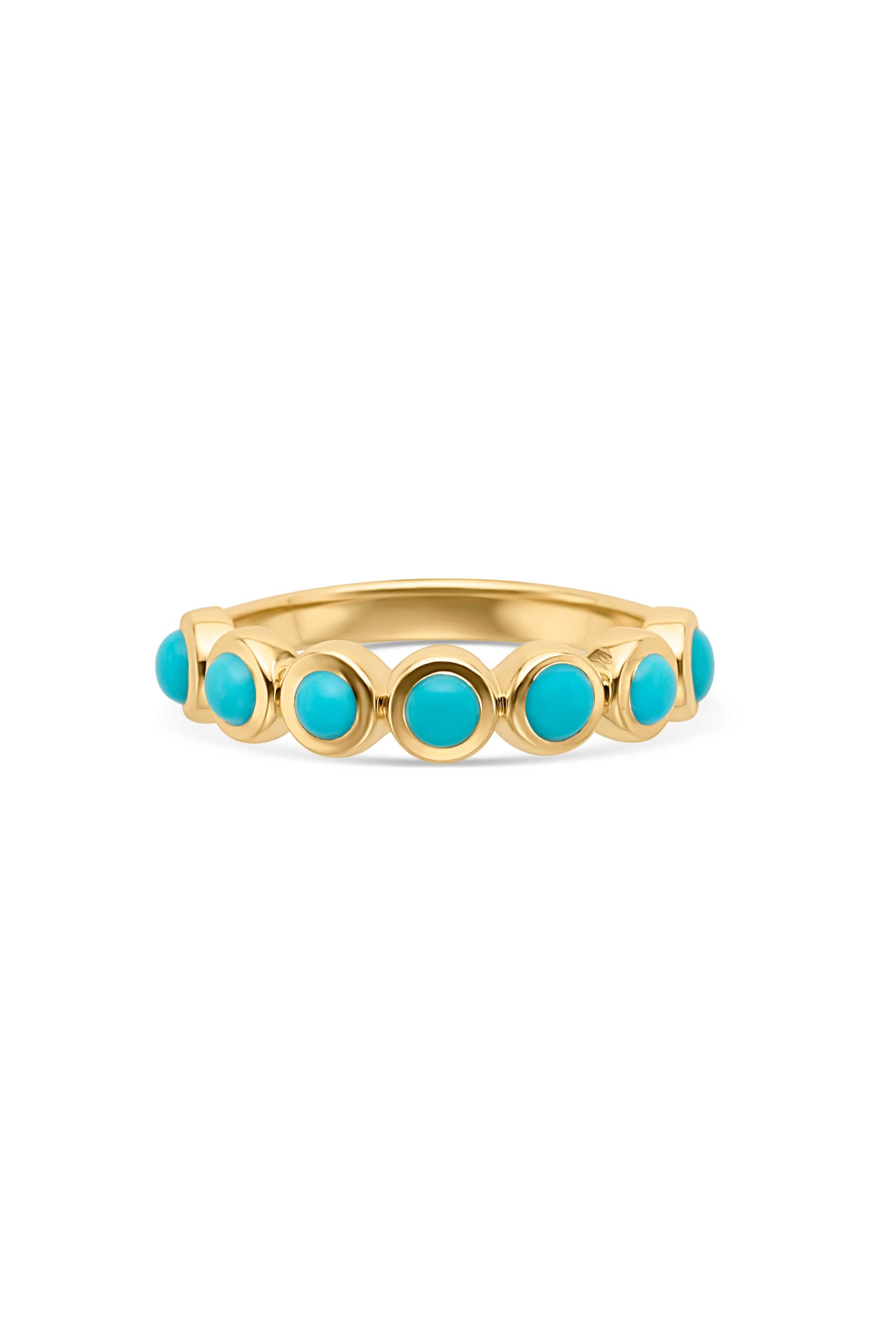 14KY Turquoise Bezel Set Cabochon Ring