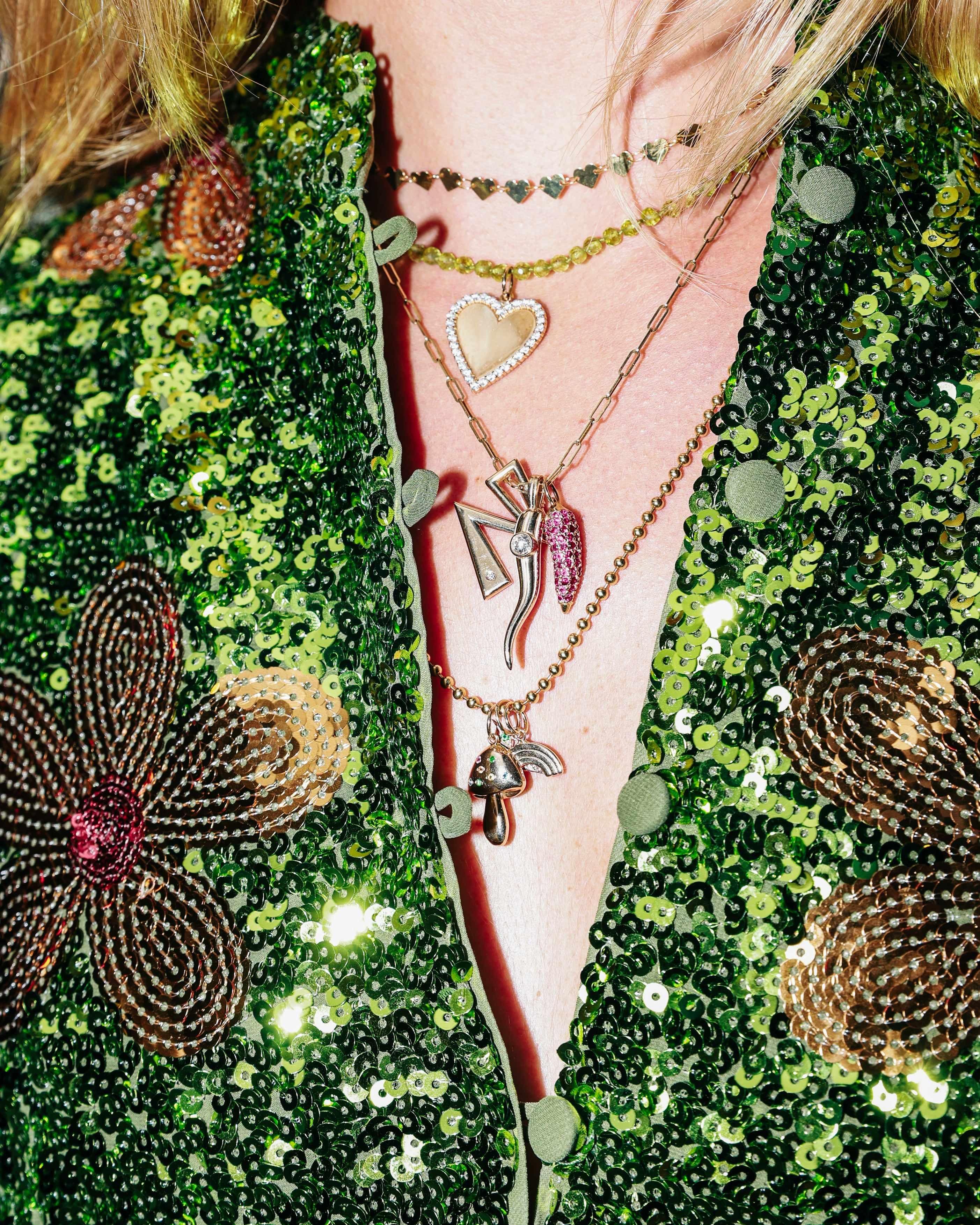 14KY The Shannon Polished Heart Charm with Diamonds