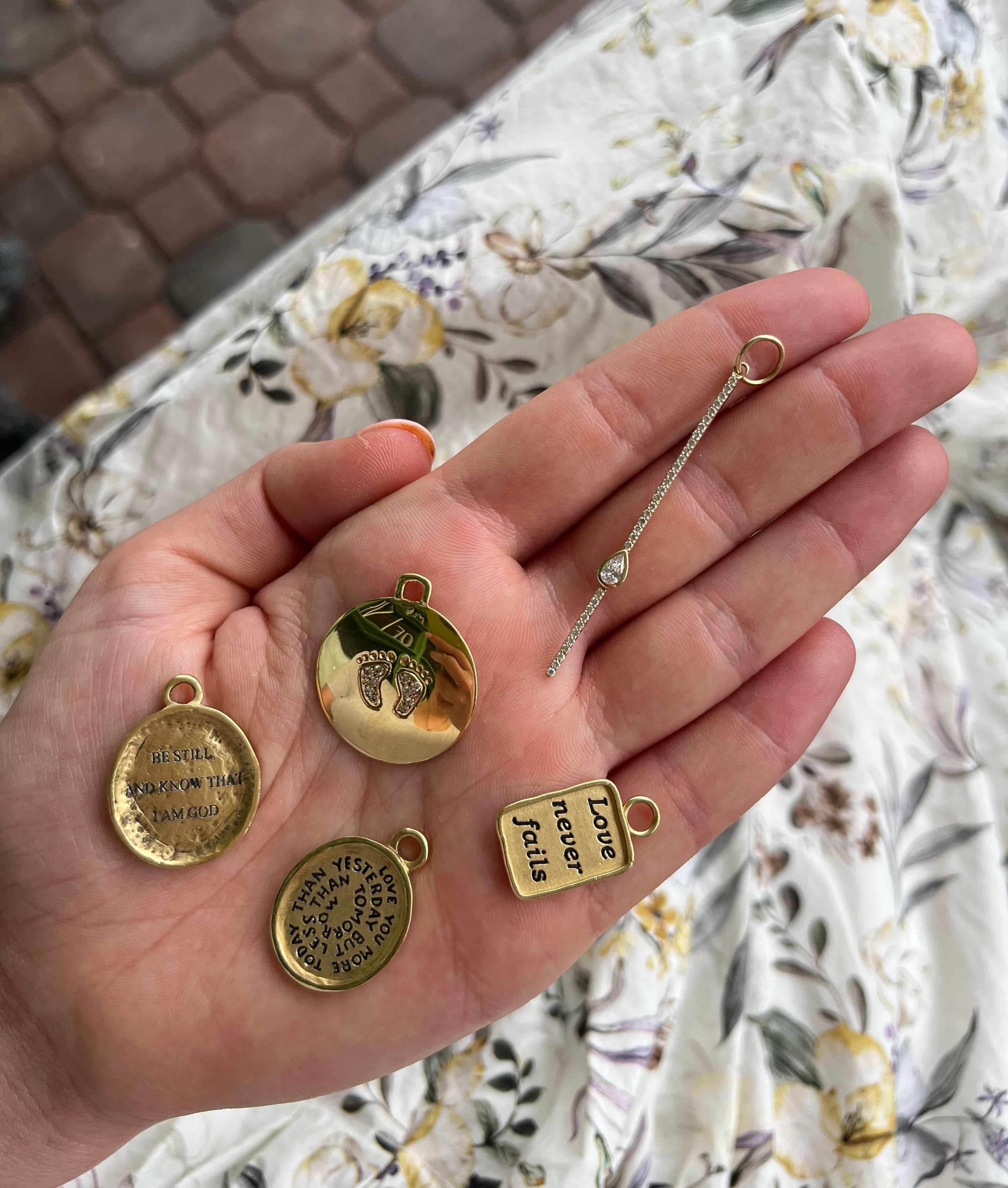 18KY Oval More Than Yesterday, Less Than Tomorrow Charm