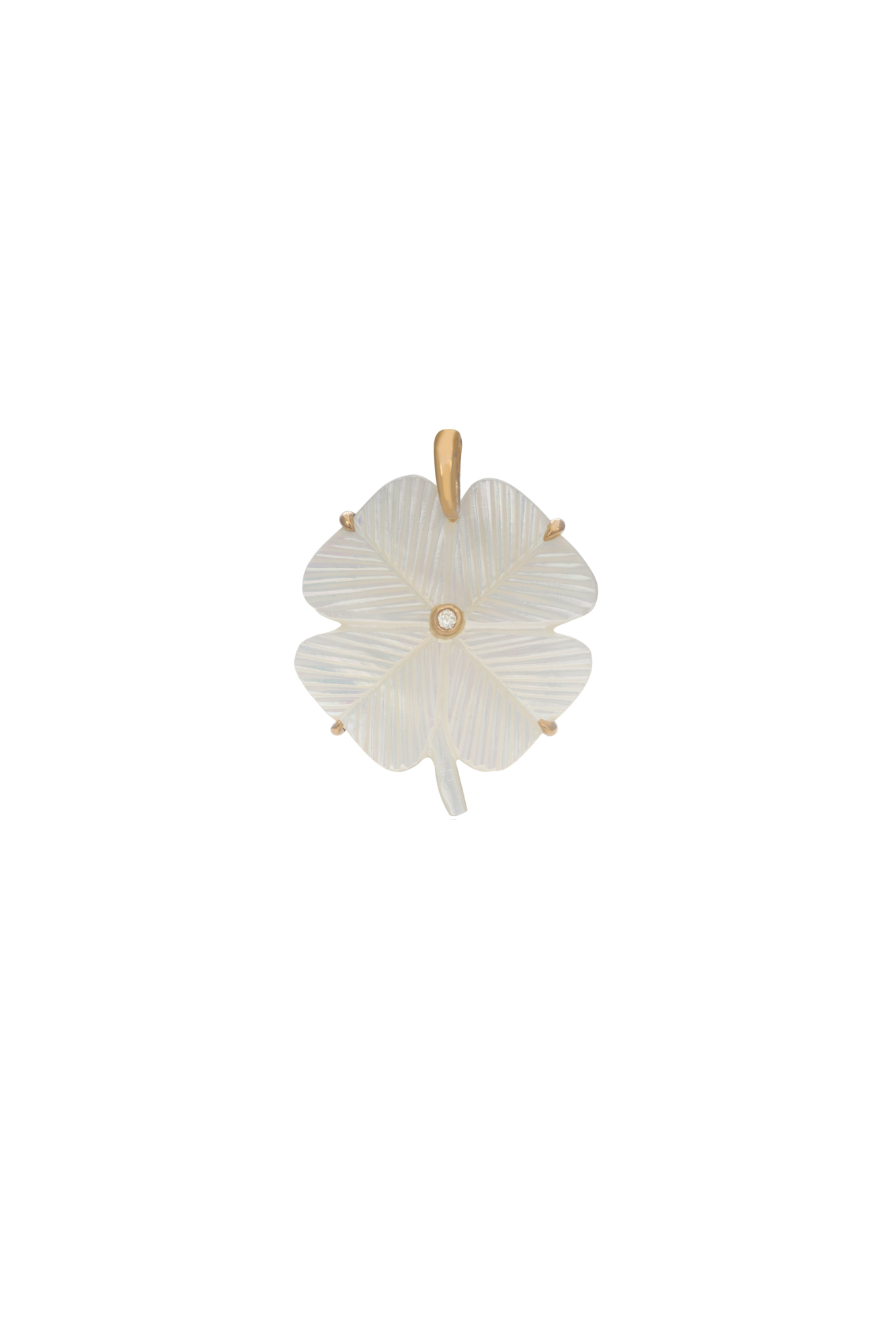 White Mother of Pearl Clover Charm