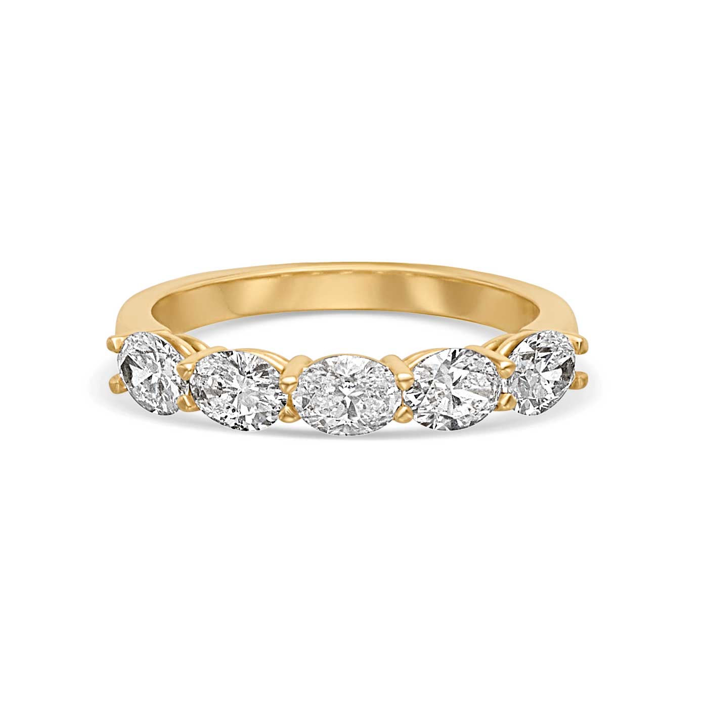 18KY Oval Diamond Halfway Band