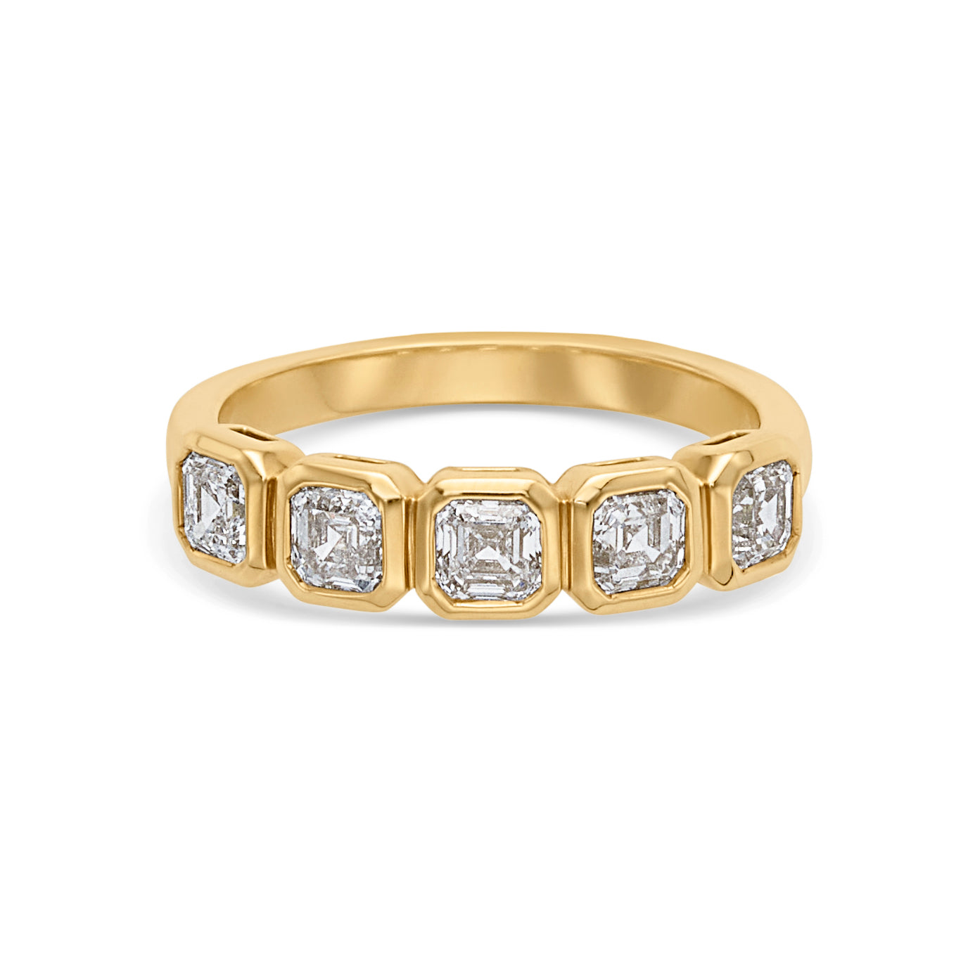 18KY Asscher Cut Bezel Diamond Band