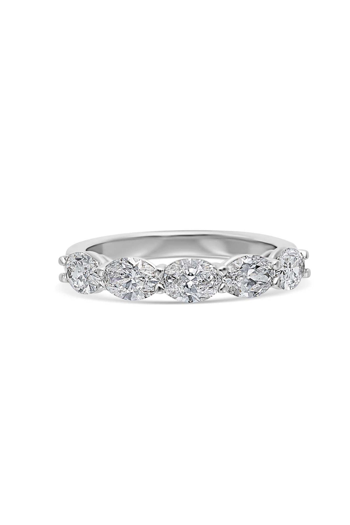 Platinum 5 Stone Oval East West Set Band