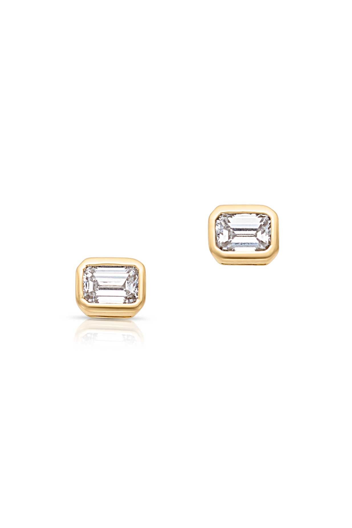 14KY Emerald Cut Diamond Studs