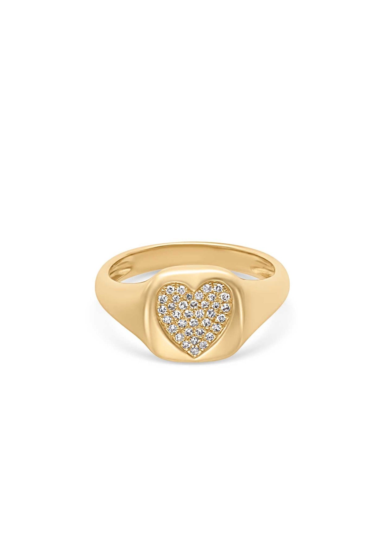 14KY Pave Heart Signet Ring