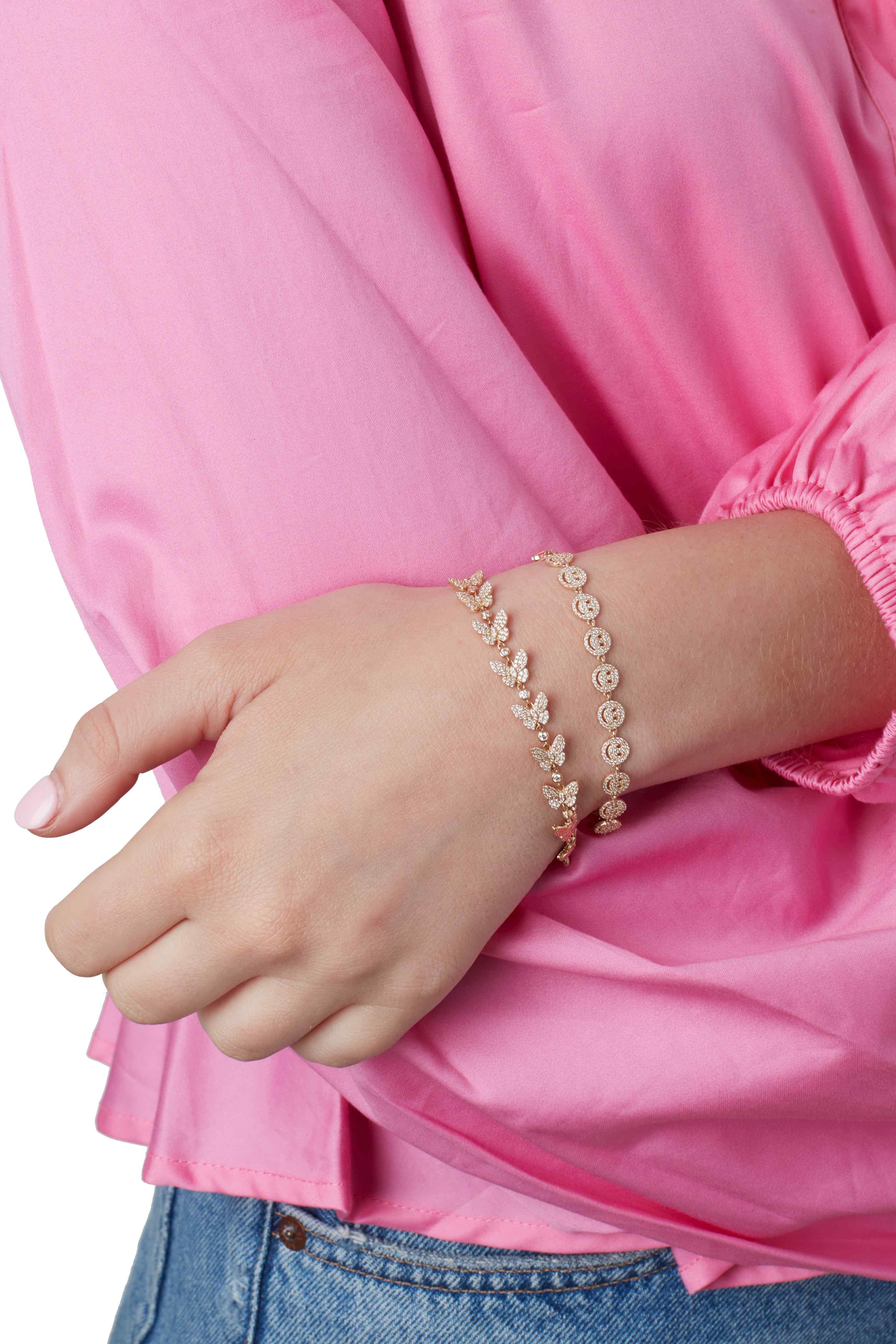 14KY Diamond Smiley Face Bracelet