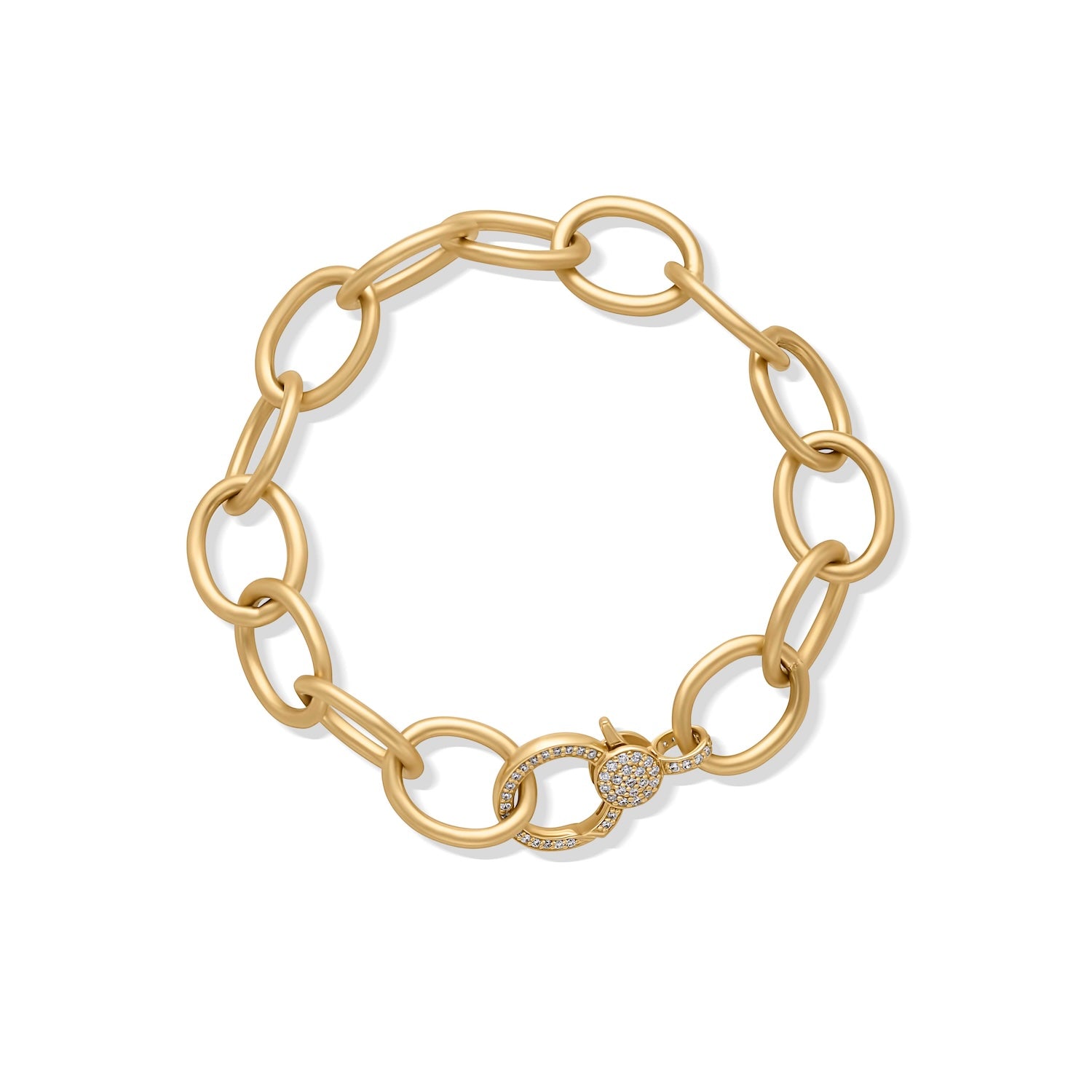 14KY Matte Chain Bracelet with Diamond Clasp