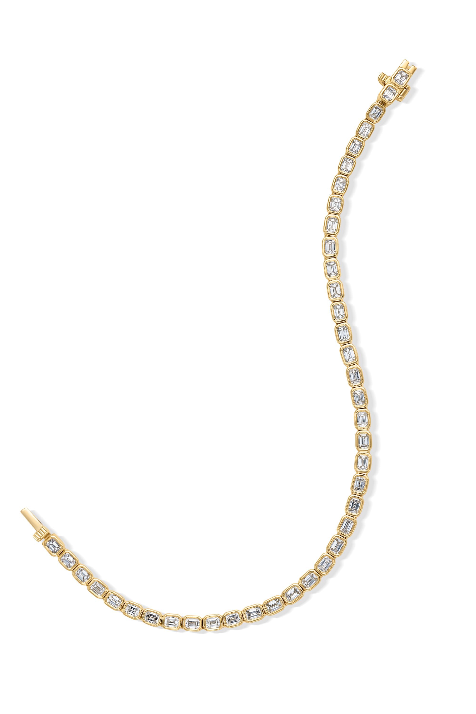 14KY Emerald Cut East/West Diamond Tennis Bracelet-Bracelets-Saffron Jewelry-Susan Saffron Jewelry