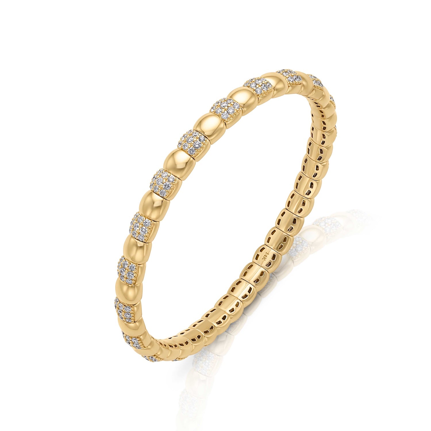 14KY Alternating Pave Bead Bracelet