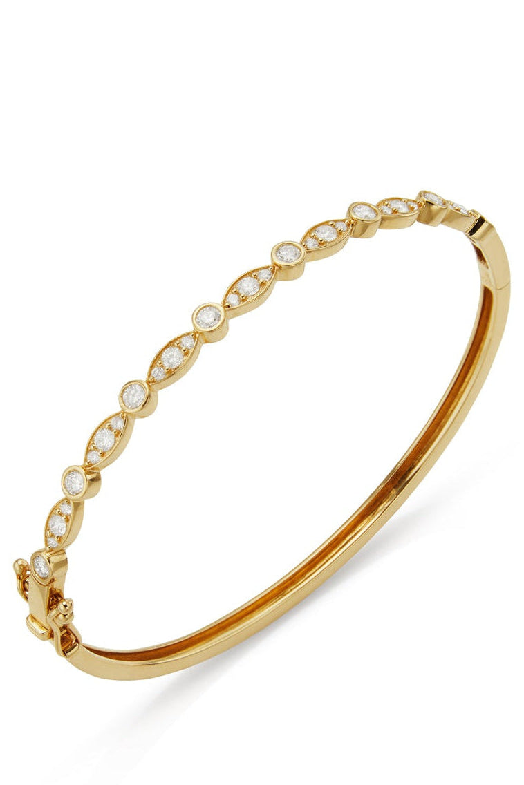 14KY Diamond Marquise and Round Illusion Bangle