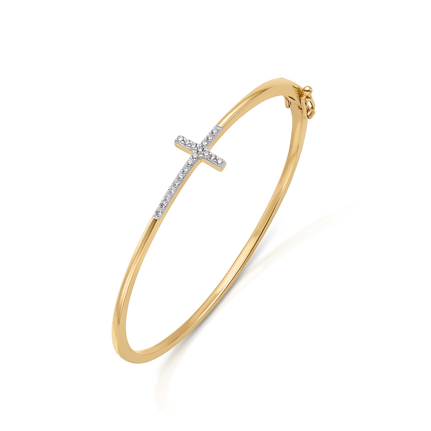14KY Slim Diamond Cross Bracelet-Bracelets-Trilogy-Susan Saffron Jewelry