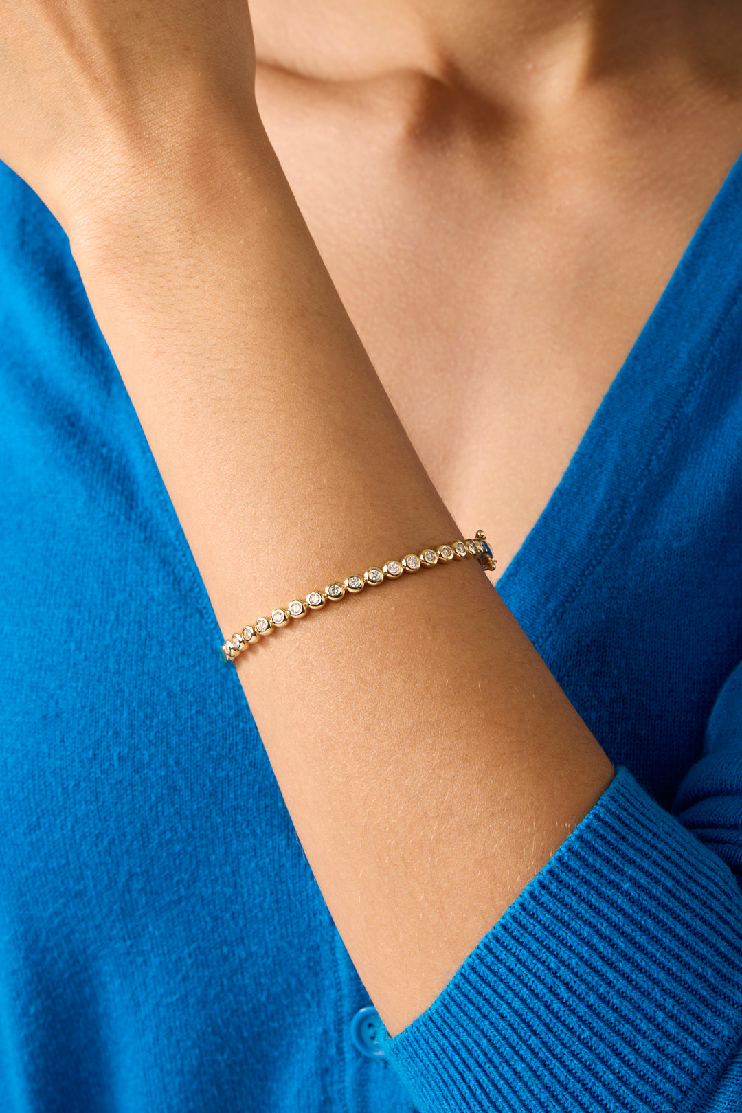 14KY Diamond Bezel Bubble Bangle-Bracelets-Saffron Jewelry-Susan Saffron Jewelry