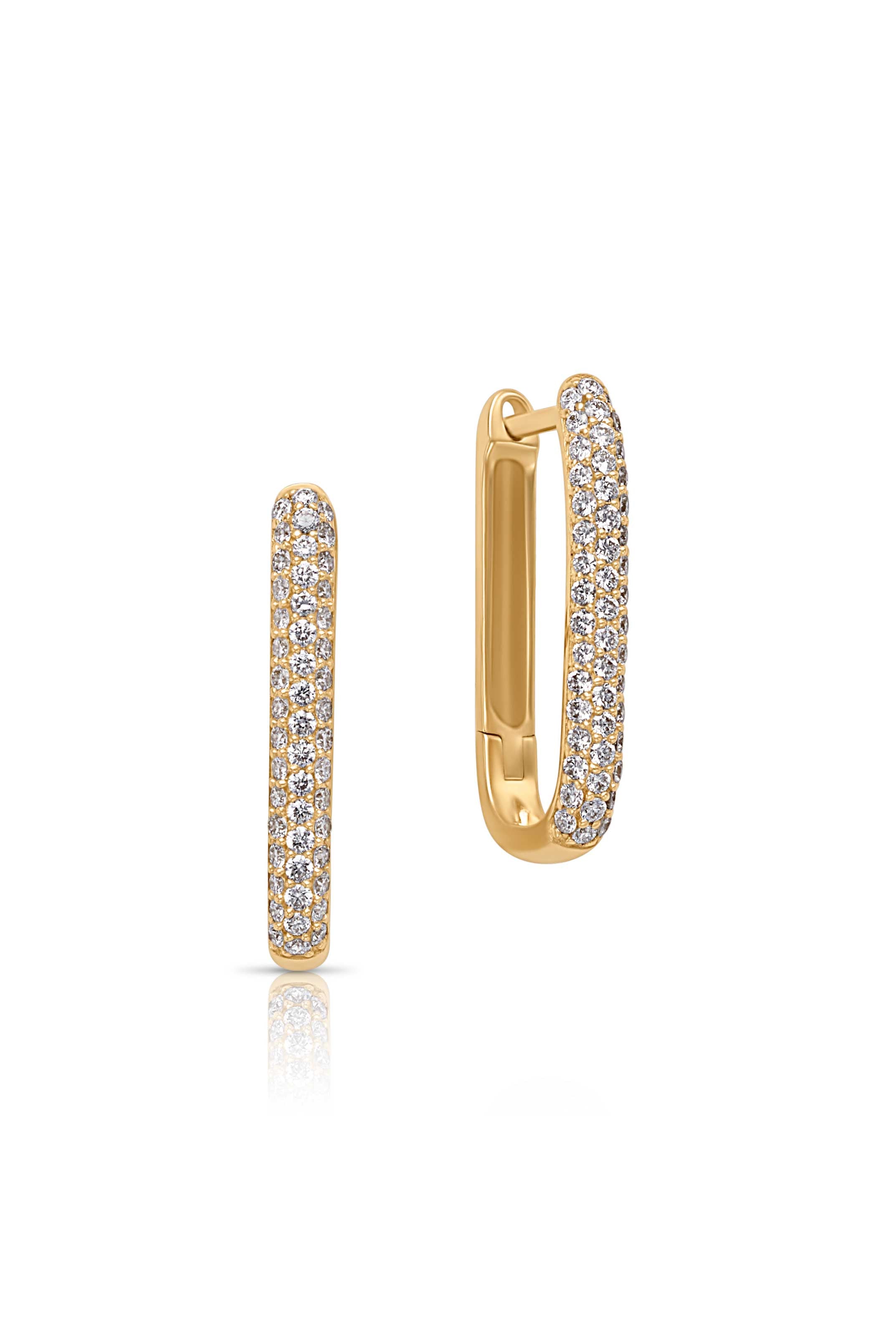 14KY Diamond Rectangle Huggies