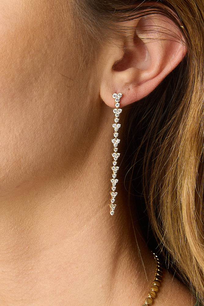 14KY Diamond Graduated Trio Drop Earrings