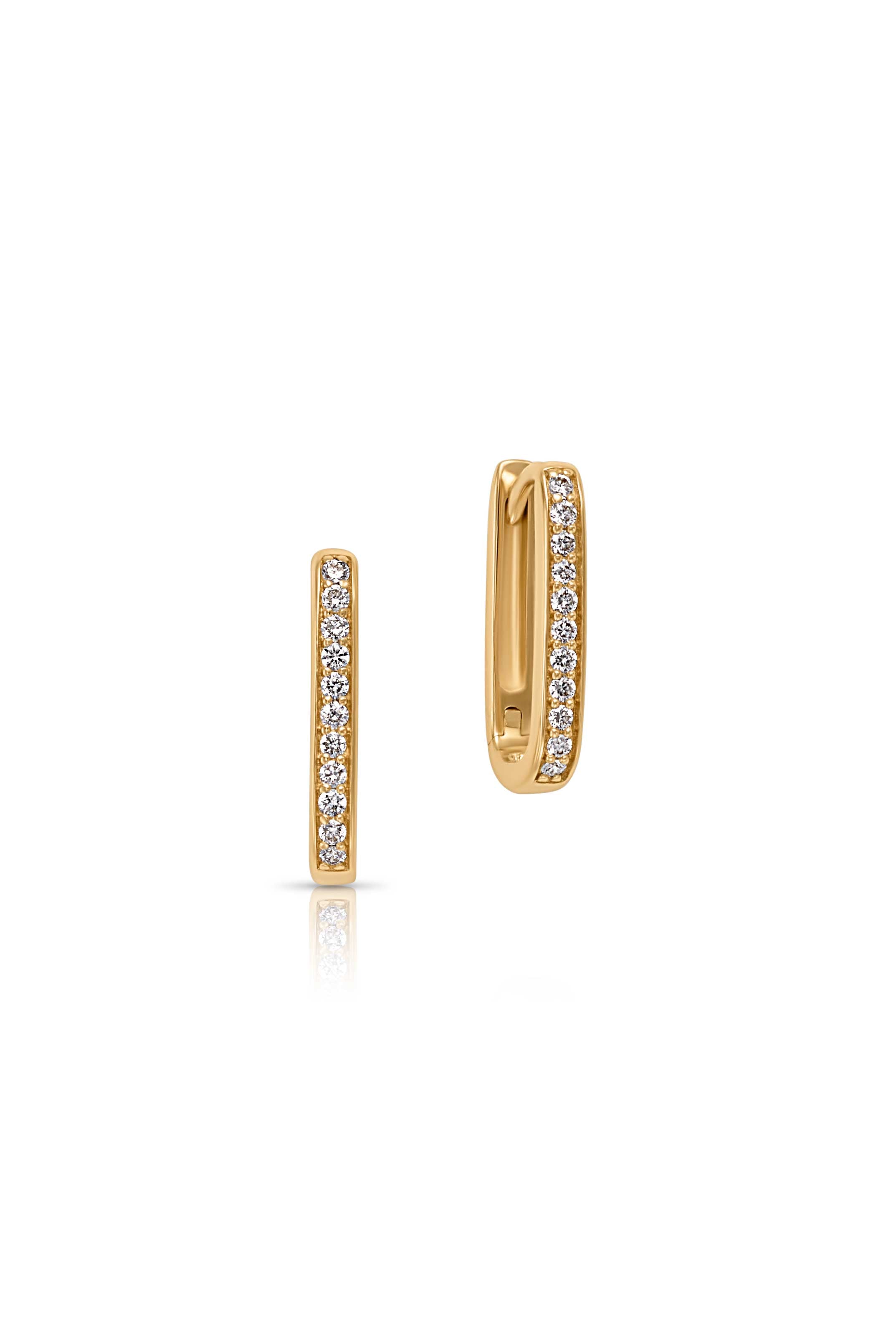 14KY Diamond Mini Rectangular Huggies-Earrings-Sorte-Susan Saffron Jewelry