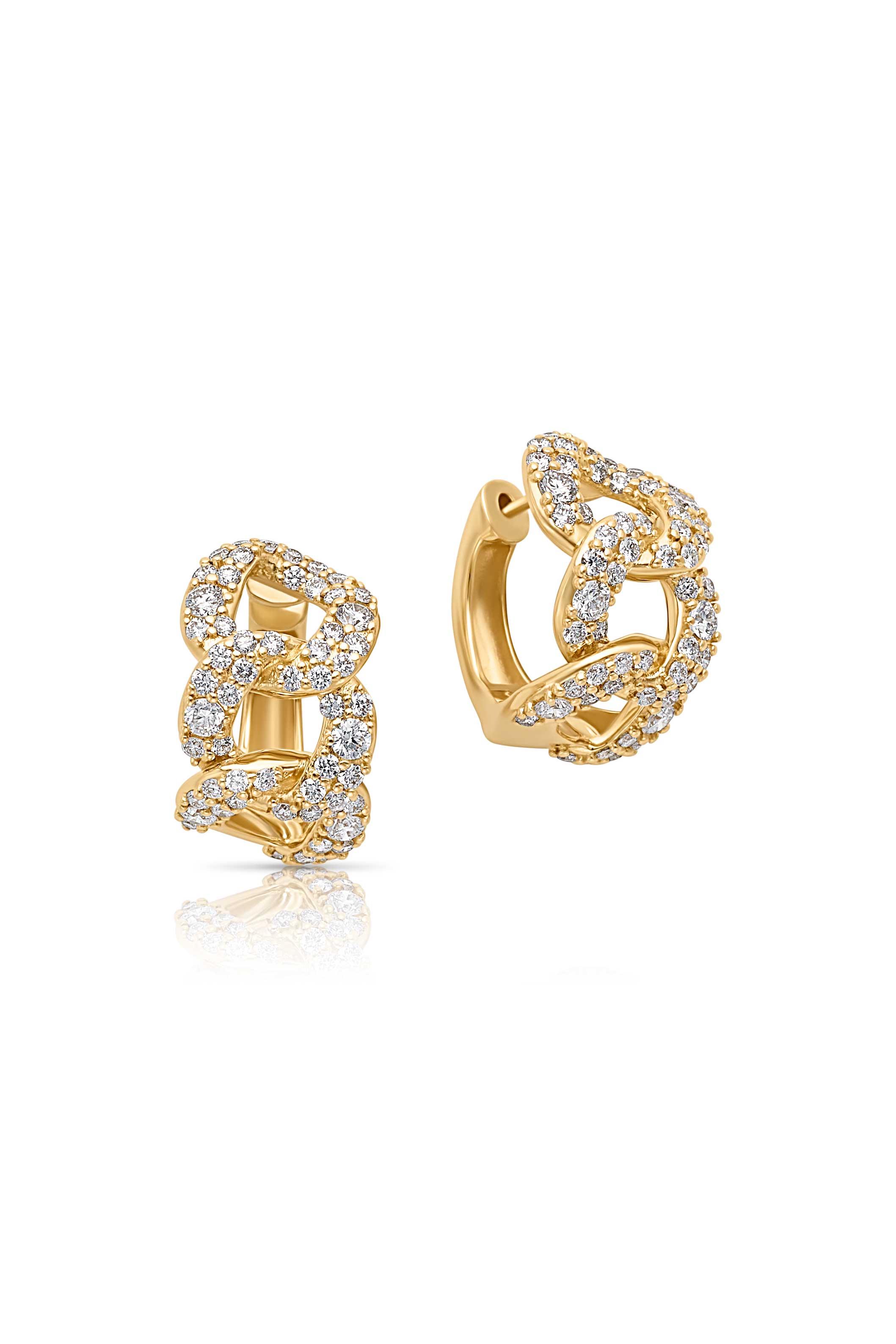 14KY Pave Cuban Link Huggies
