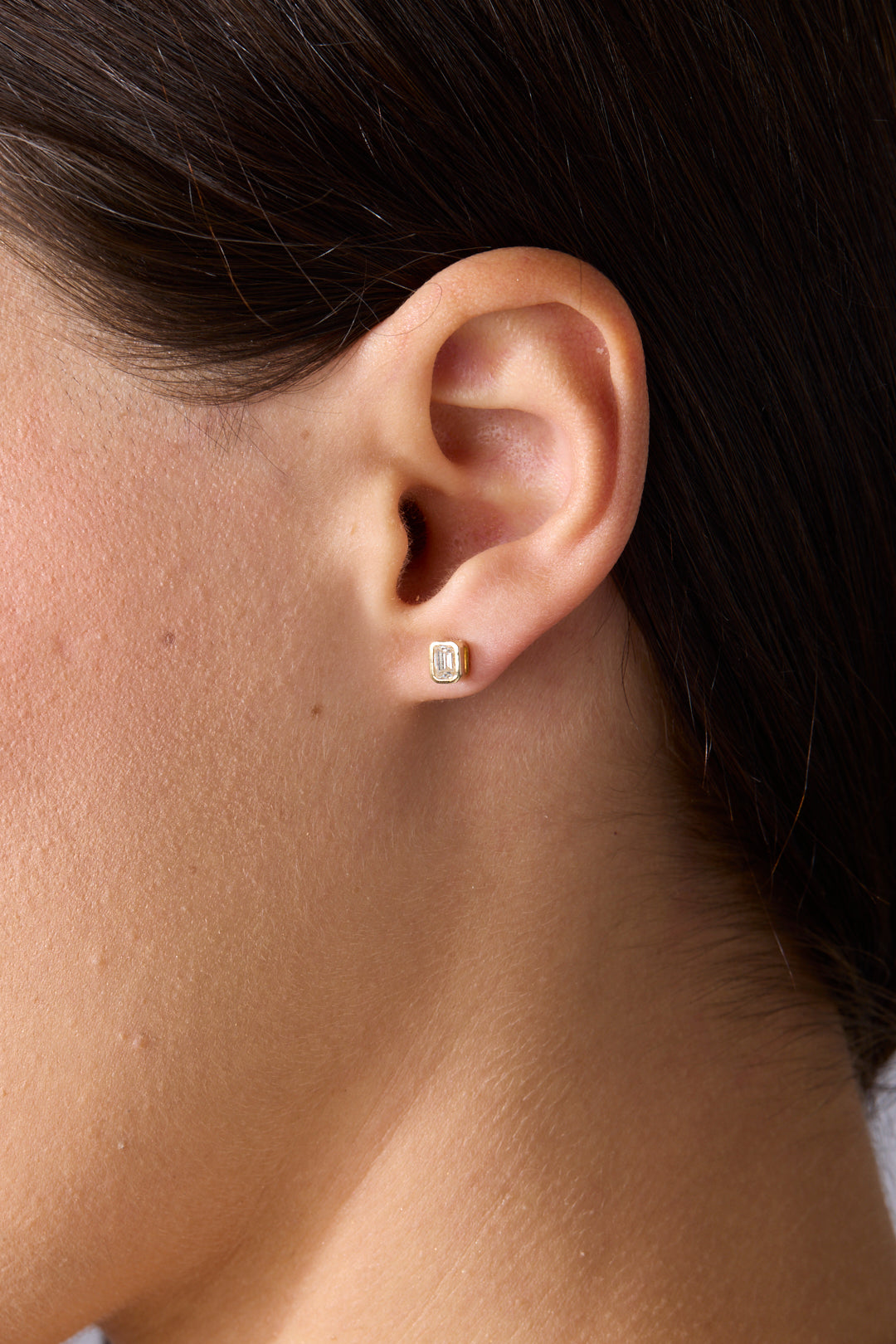 14KY Emerald Cut Diamond Studs