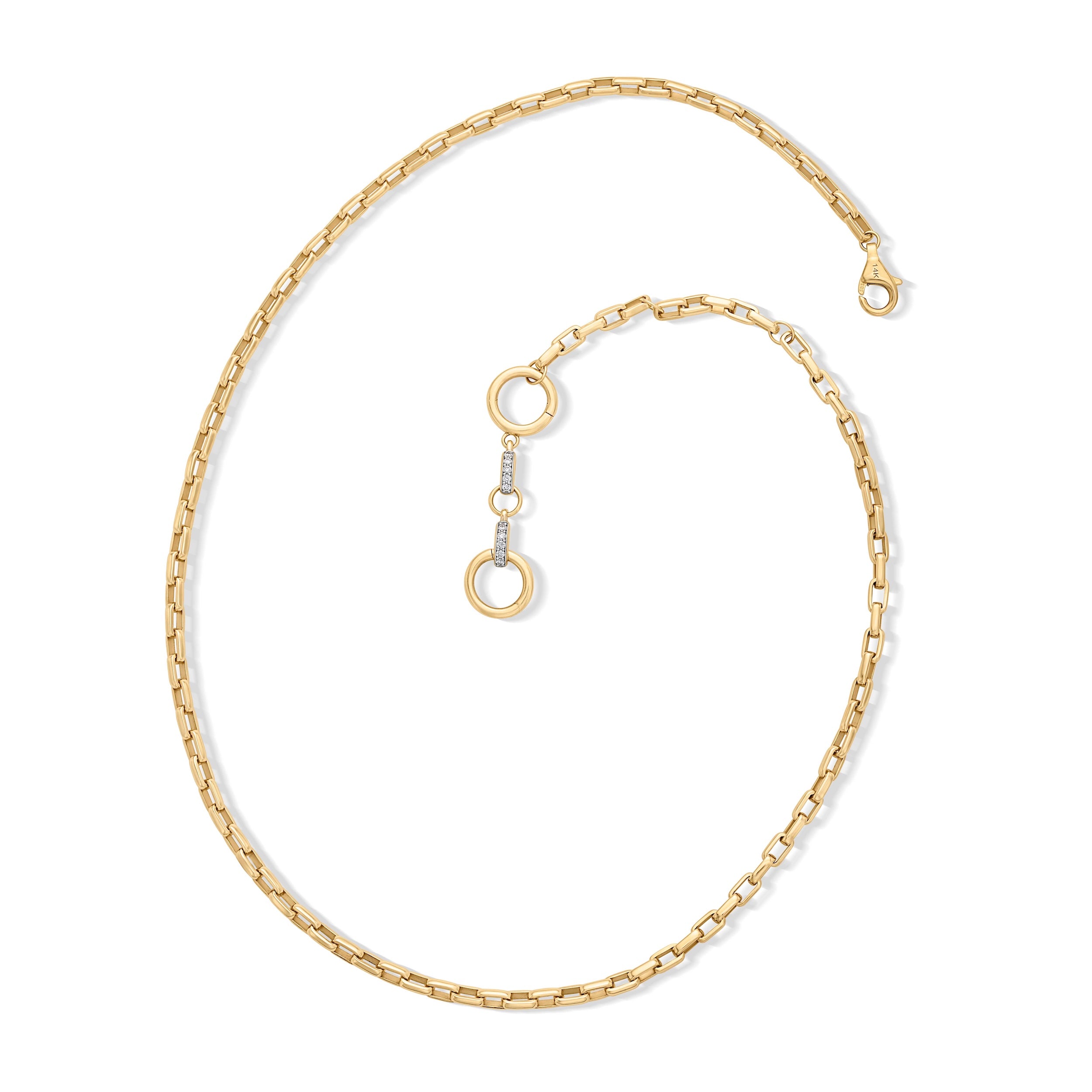 14KY Rectangular Link and Diamond Chain With 2 Connectors