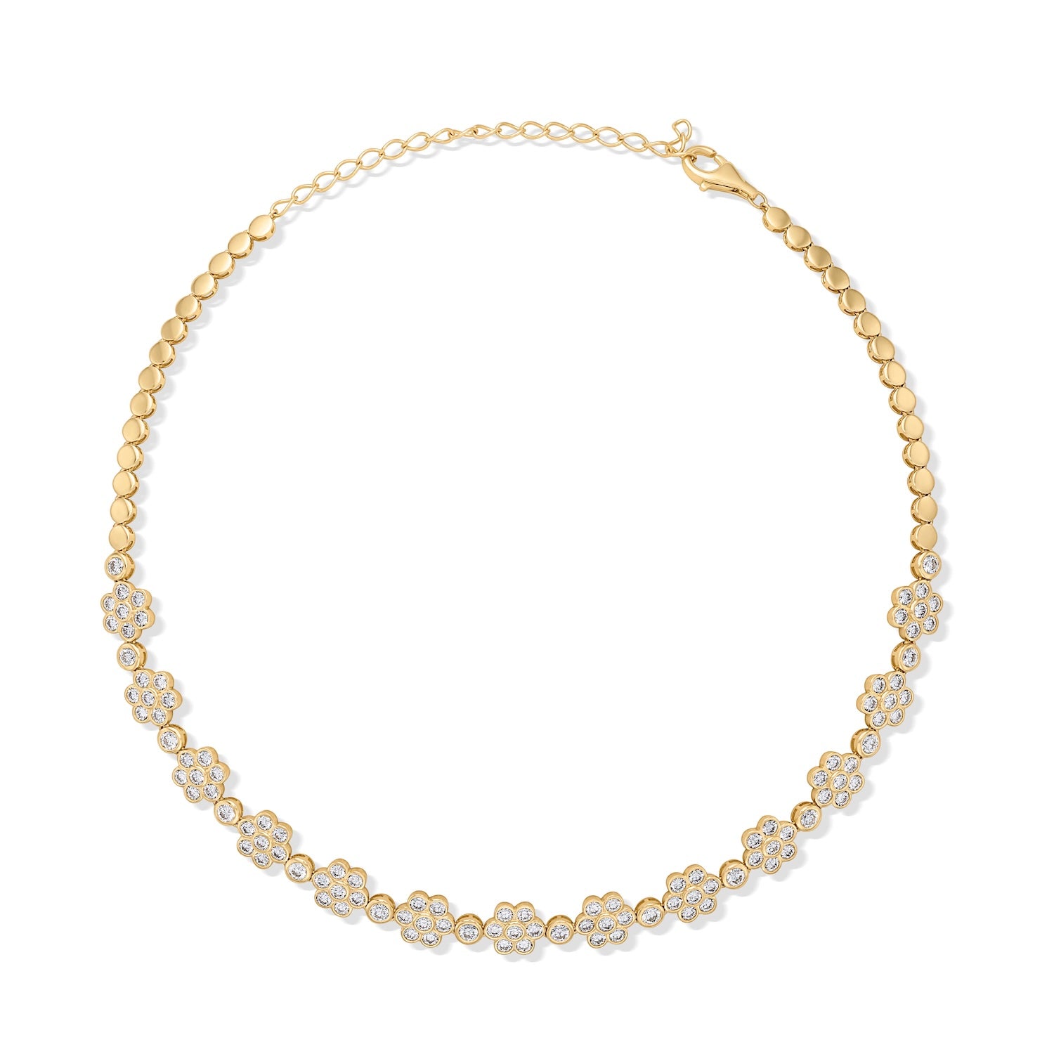 14KY Diamond Flower Station Necklace