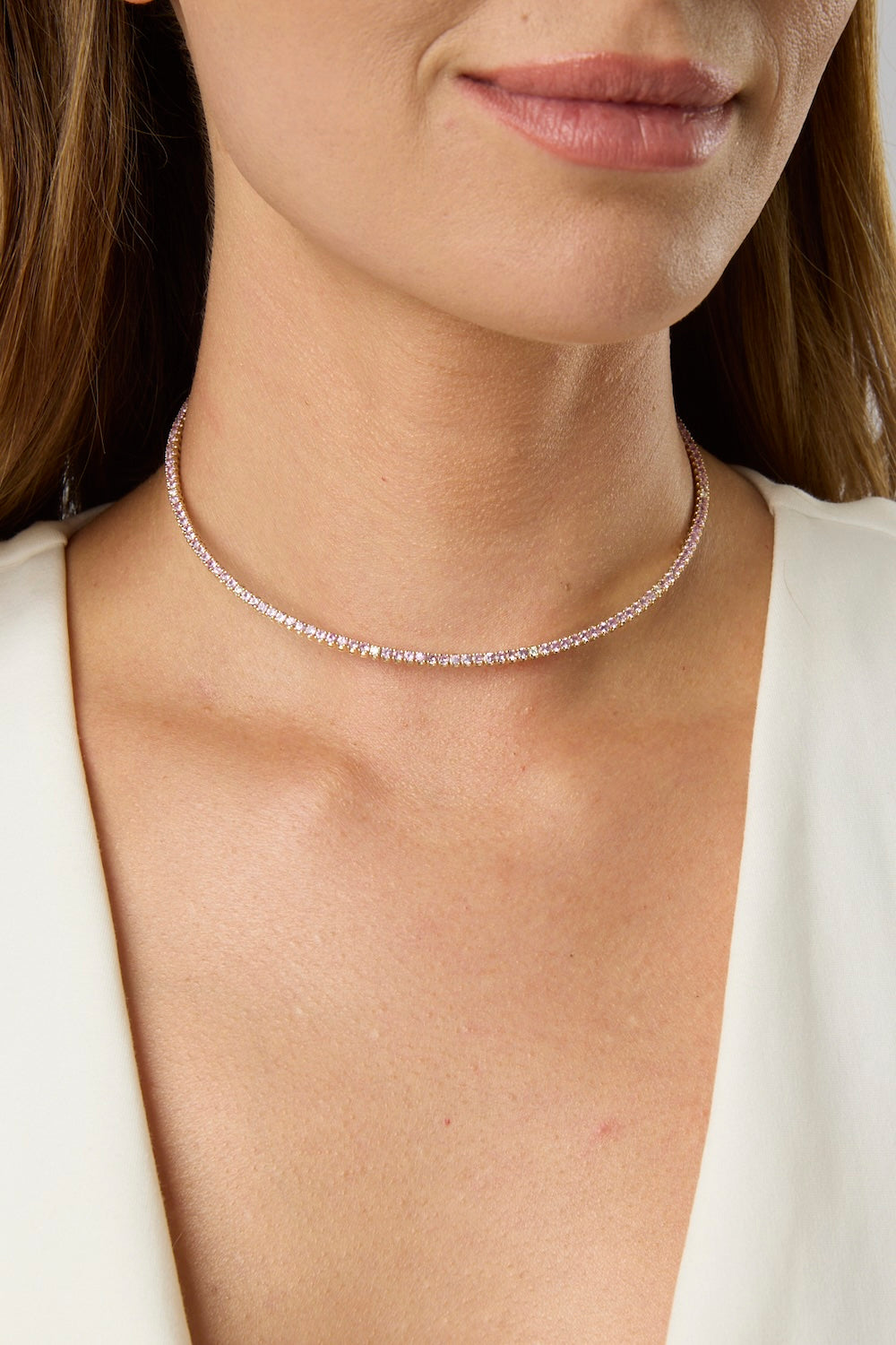 14KY Pink Sapphire and Diamond Collar