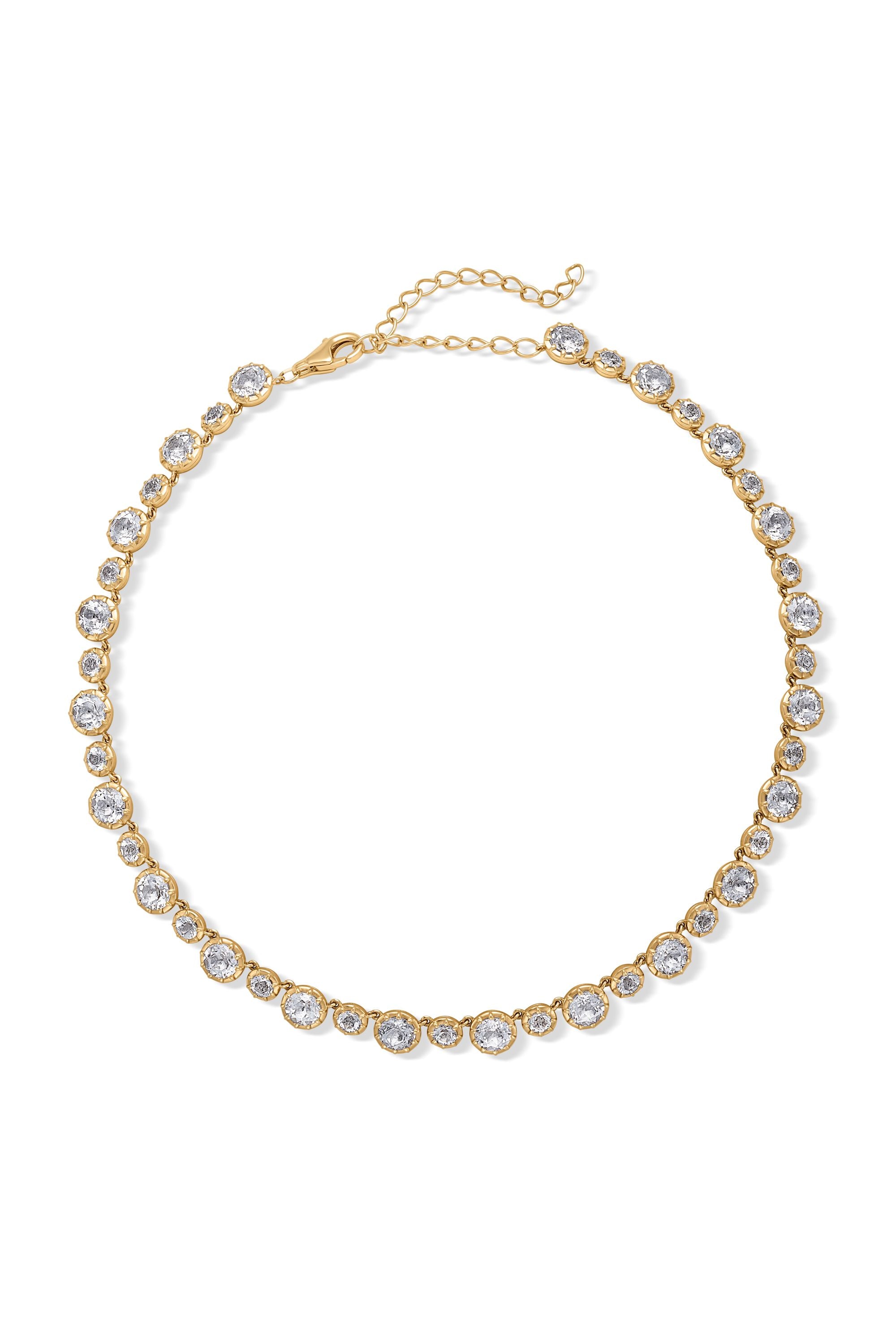 14KY White Topaz Tennis Necklace