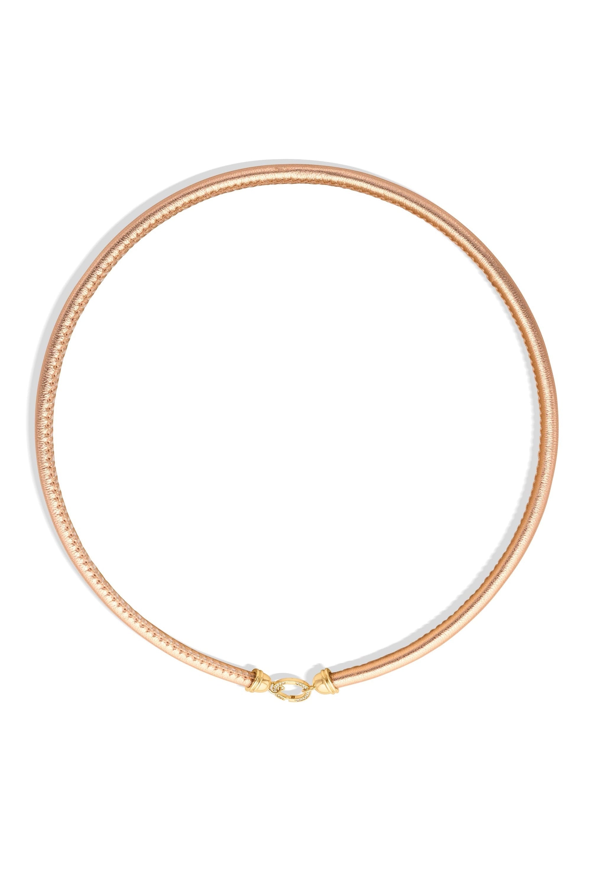 Rose Gold Leather Cord with 14KY Pave Clasp