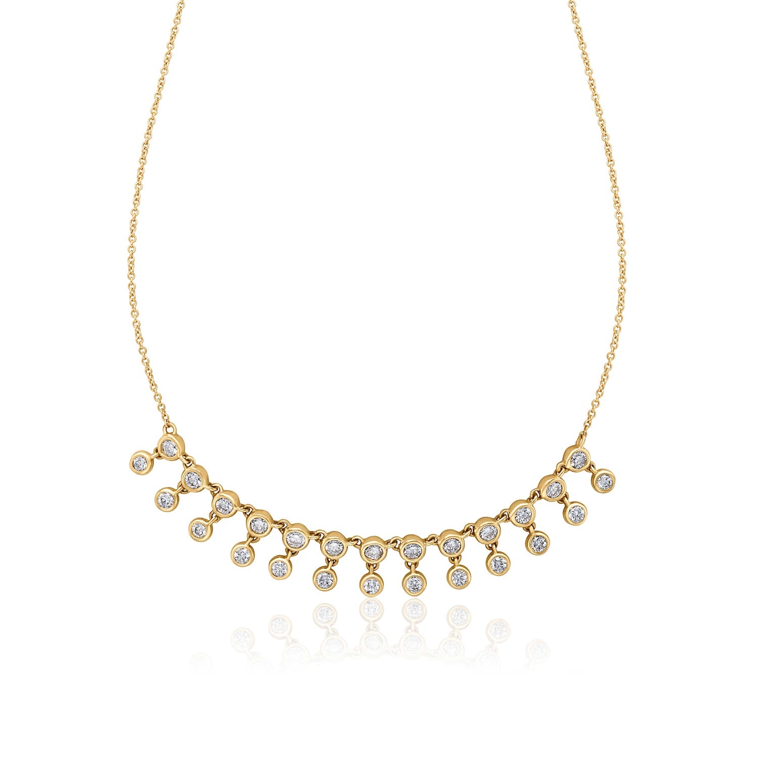 14KY Diamond Dangle Station Necklace