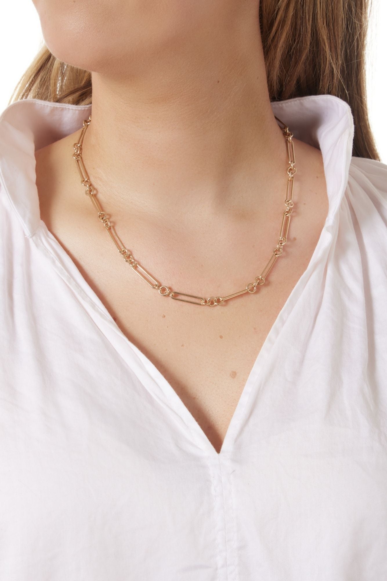 14KY Rectangle Circle Chain-Necklaces-Trilogy-Susan Saffron Jewelry
