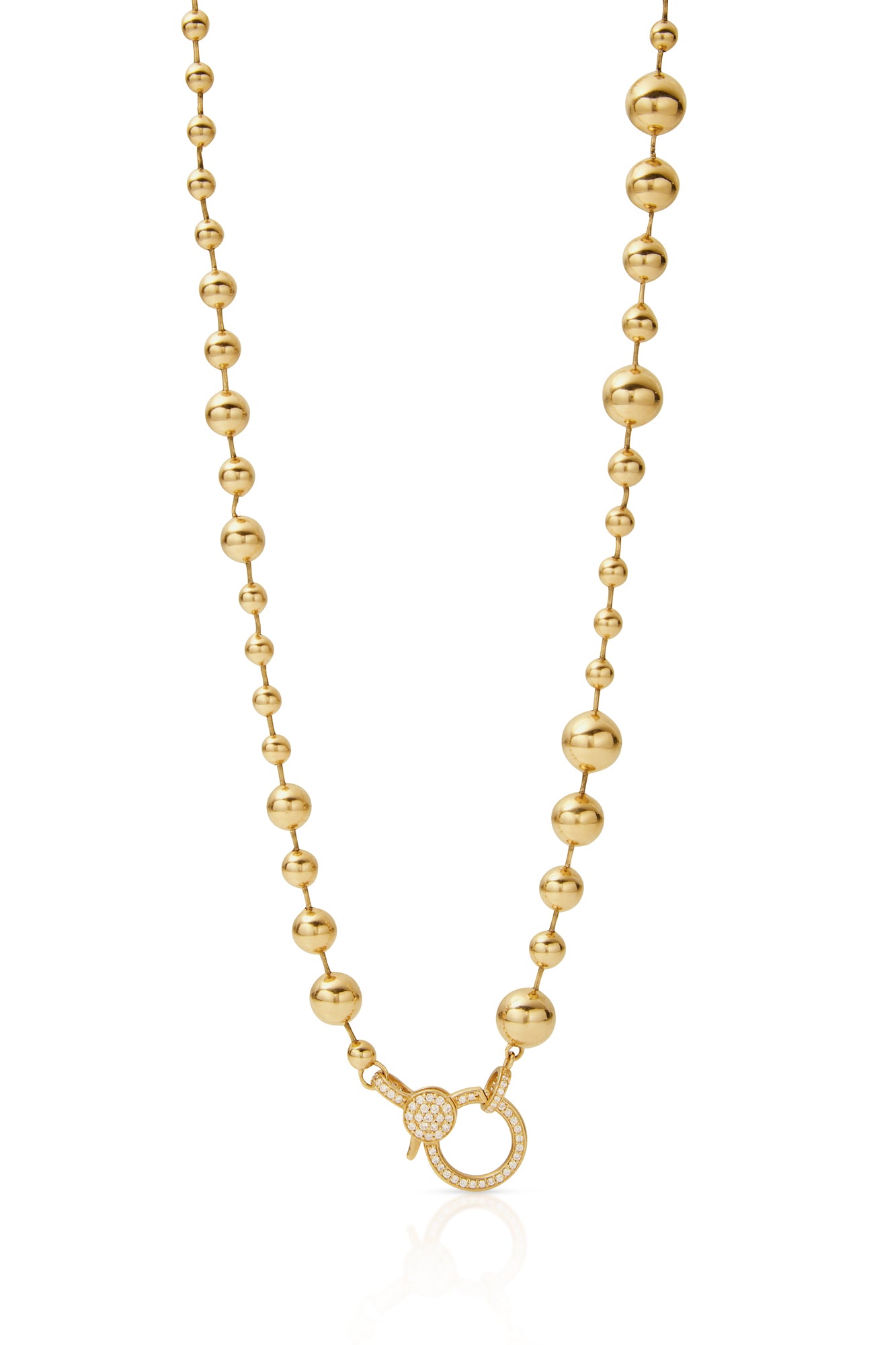 14KY Long Ball Chain With Diamond Clasp-Necklaces-Trilogy-Susan Saffron Jewelry