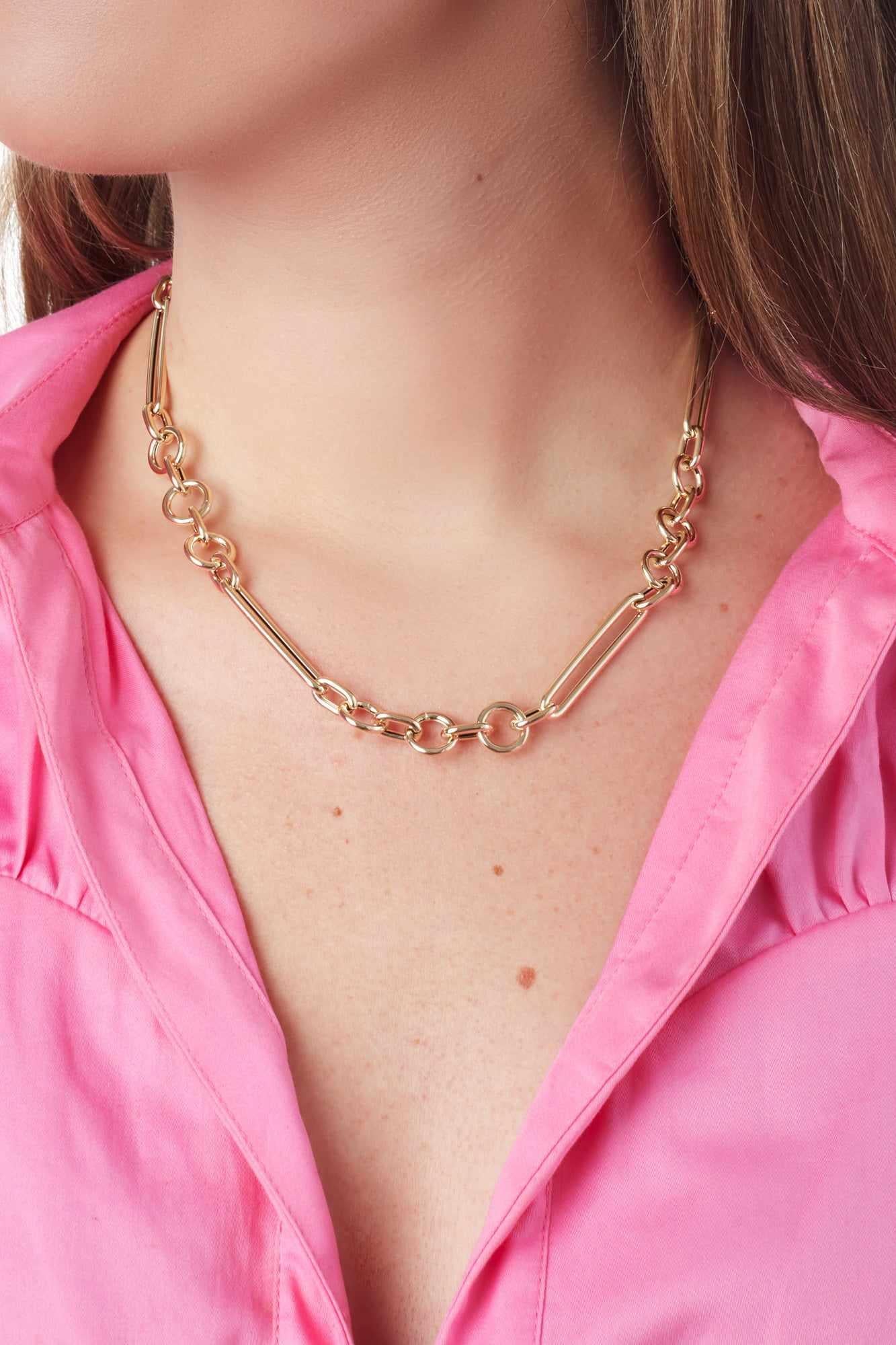 14KY Oversized Mixed Link Chain-Necklaces-Saffron Jewelry-16"-Susan Saffron Jewelry