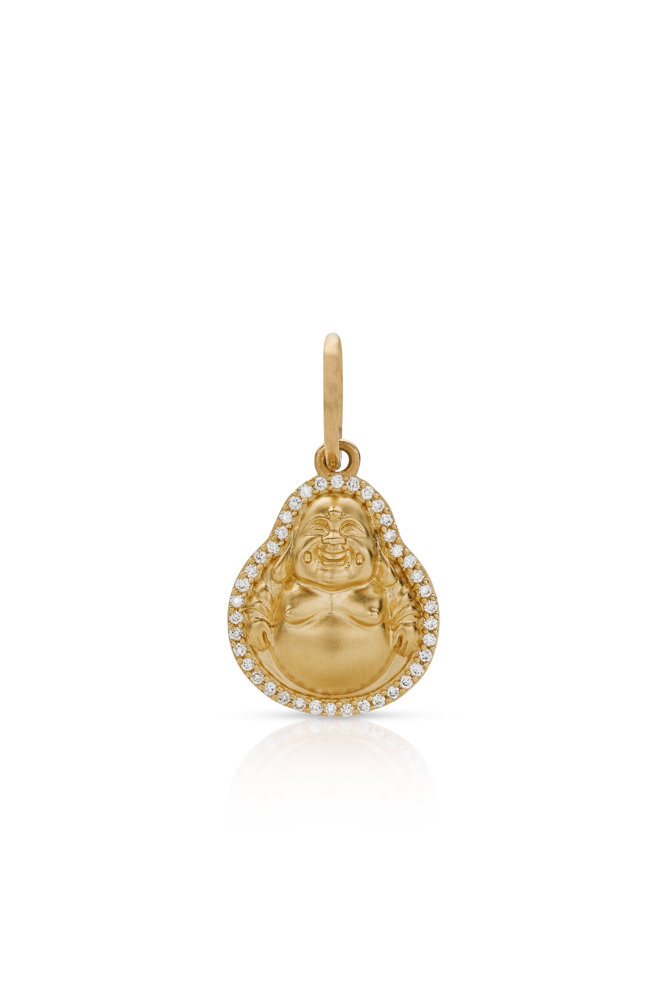 14KY Gold Happy Buddha Diamond Halo Charm